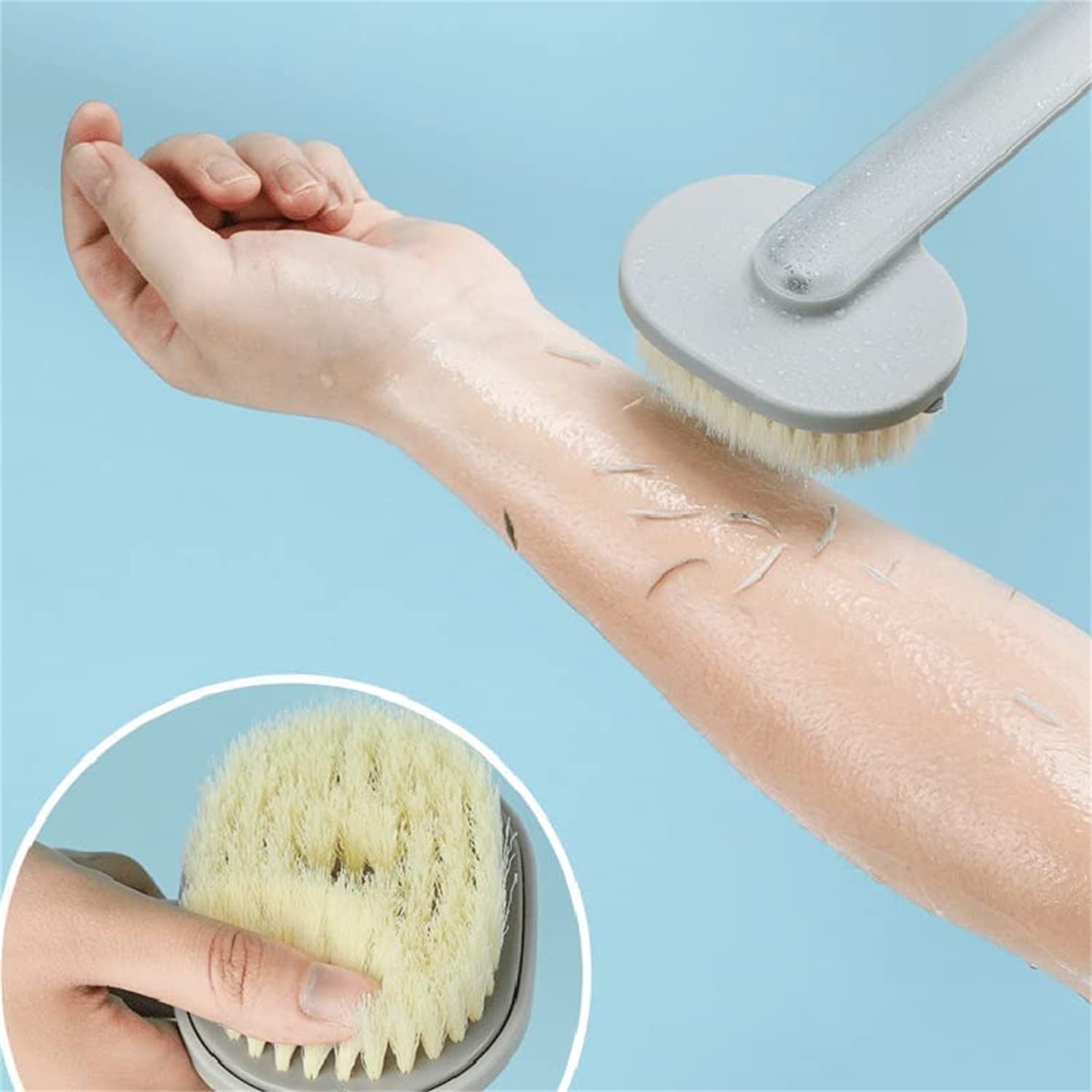 2023 New Long Handle Bath Massage Cleaning Brush with Non-Porous Sticky Hook - Detachable Back Scrubber, Exfoliating Shower Brush for Deep Cleansing & Skin Care | Perfect for Home Spa, Body Wash & Relaxing Bath Time