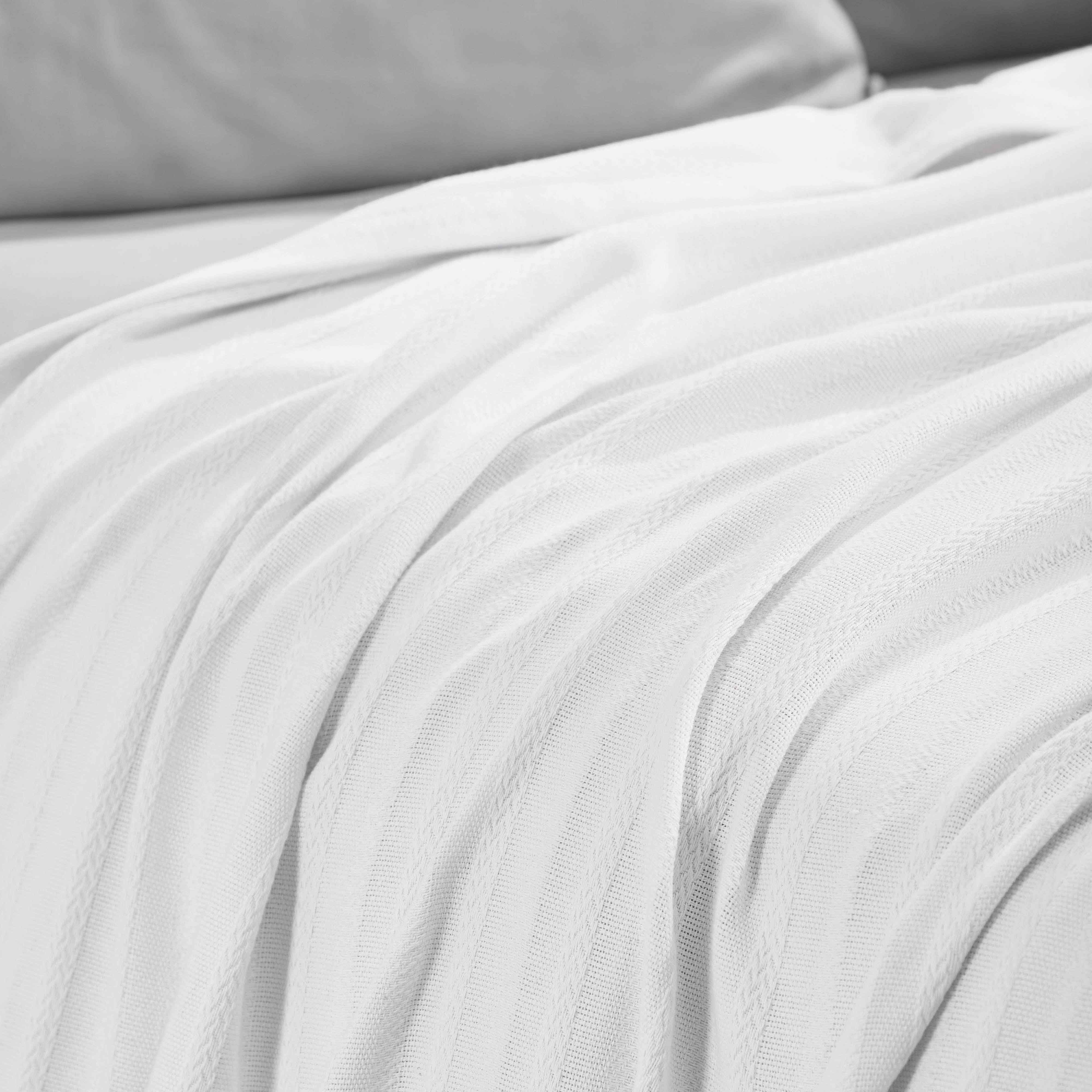 Soft Clara Cotton Textured Striped Lightweight Woven Blanket - Perfect for Sofa, Bed & Outdoor Picnics
