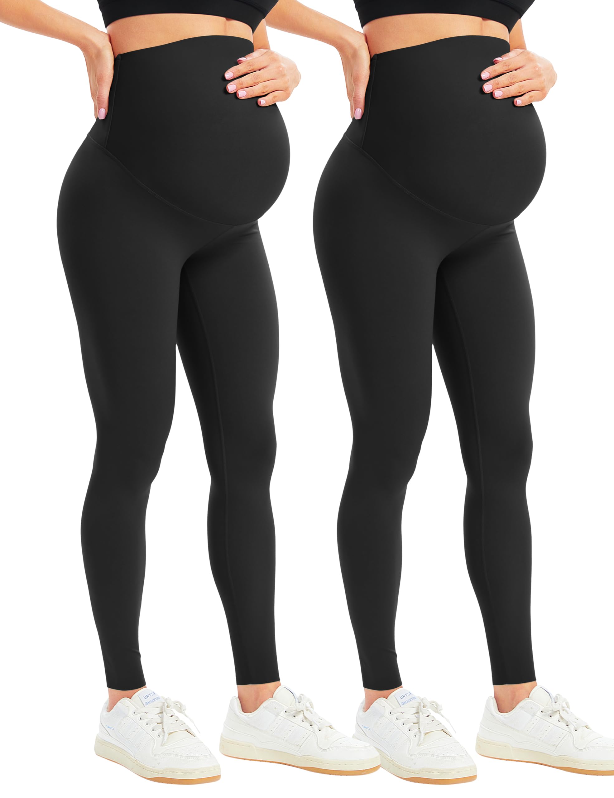BONVIGOR Women's Maternity Leggings - Over The Belly Bump Full Length Yoga Pants for Workout, Running & Active Wear - Perfect for Pregnancy Exercise, Gym & Daily Comfort