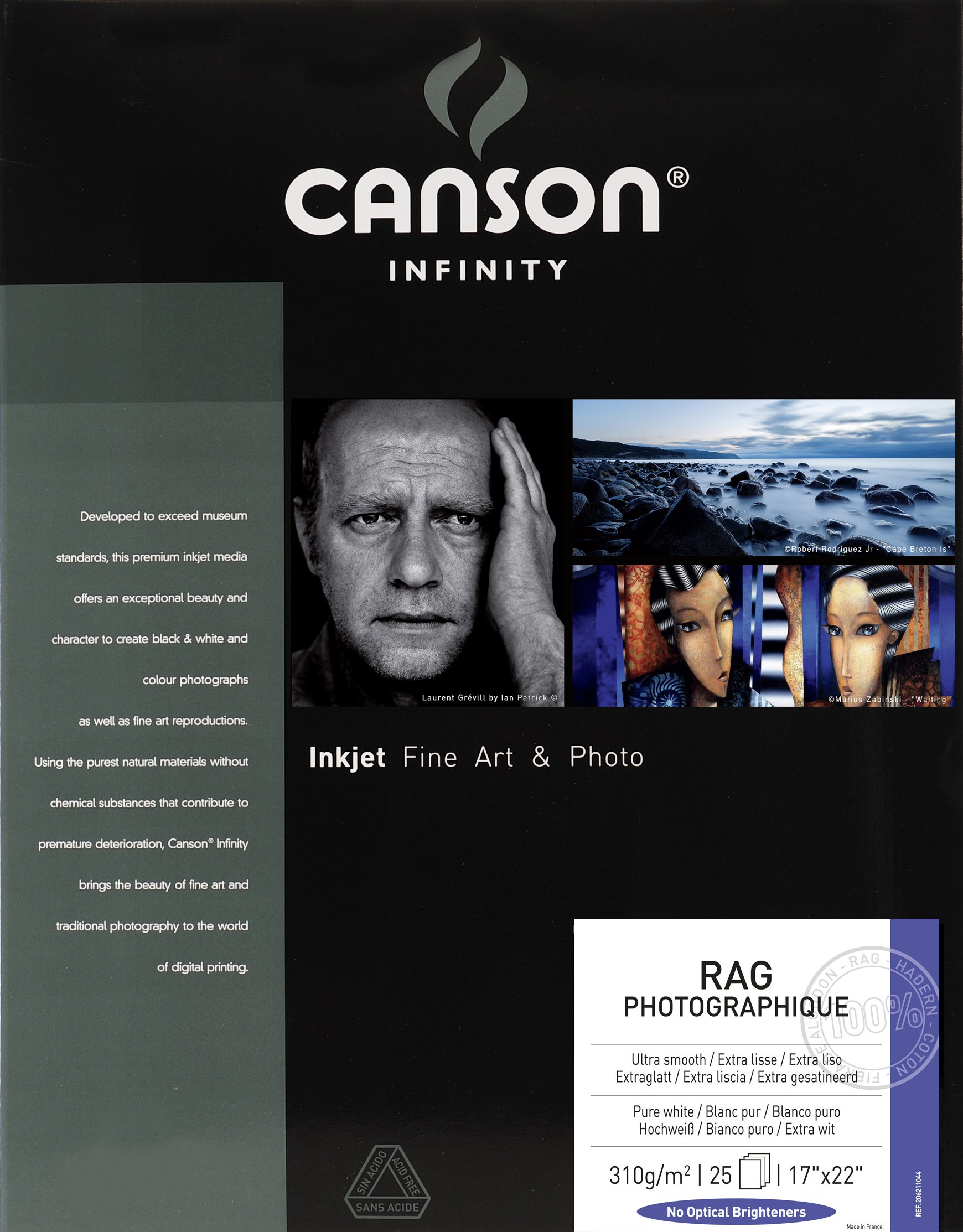 Premium Canson Infinity Rag Photographique Fine Art Paper - 310gsm, 17x22 Inches, 25 Sheets for Photography & Fine Art Printing