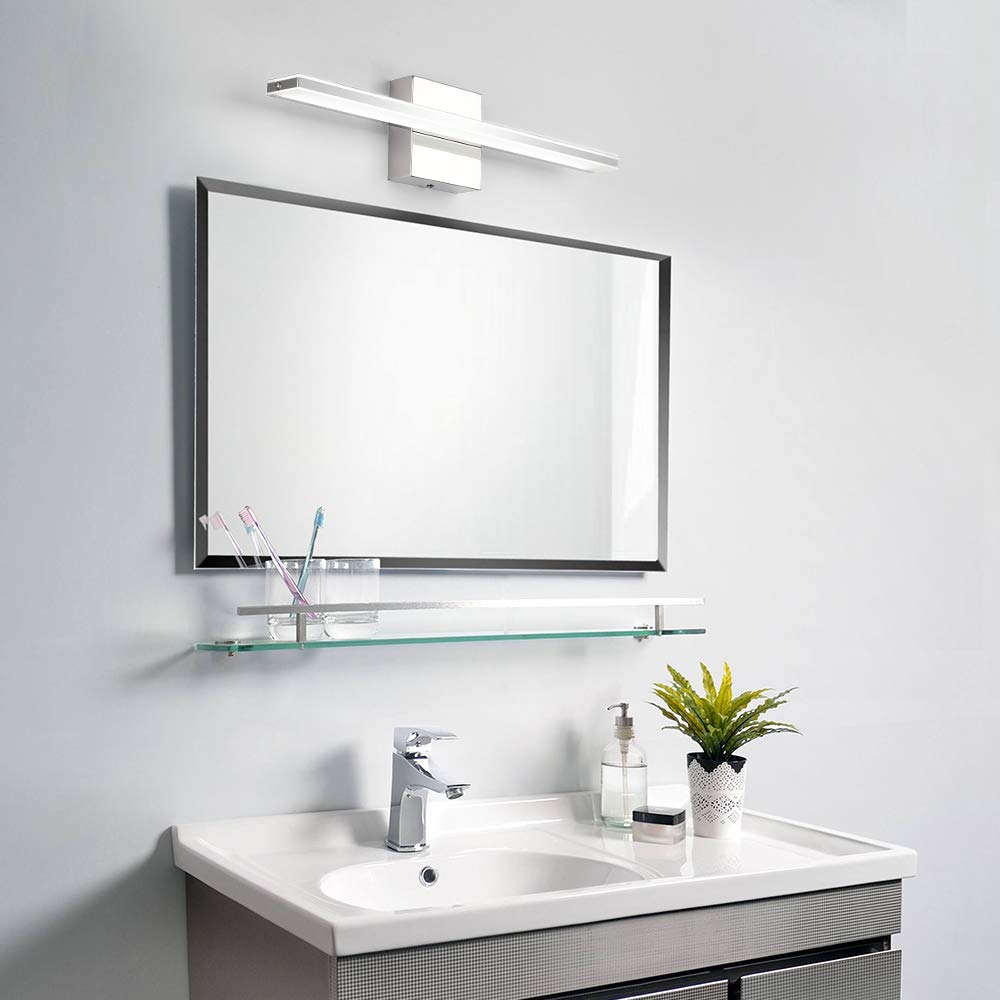 20 Inch LED Vanity Light Bar - 12W Modern Chrome Bathroom Mirror Lighting Fixture with Acrylic Shade for Vanity, Makeup & Bathroom Wall Decor - Perfect for Home, Spa & Salon Use