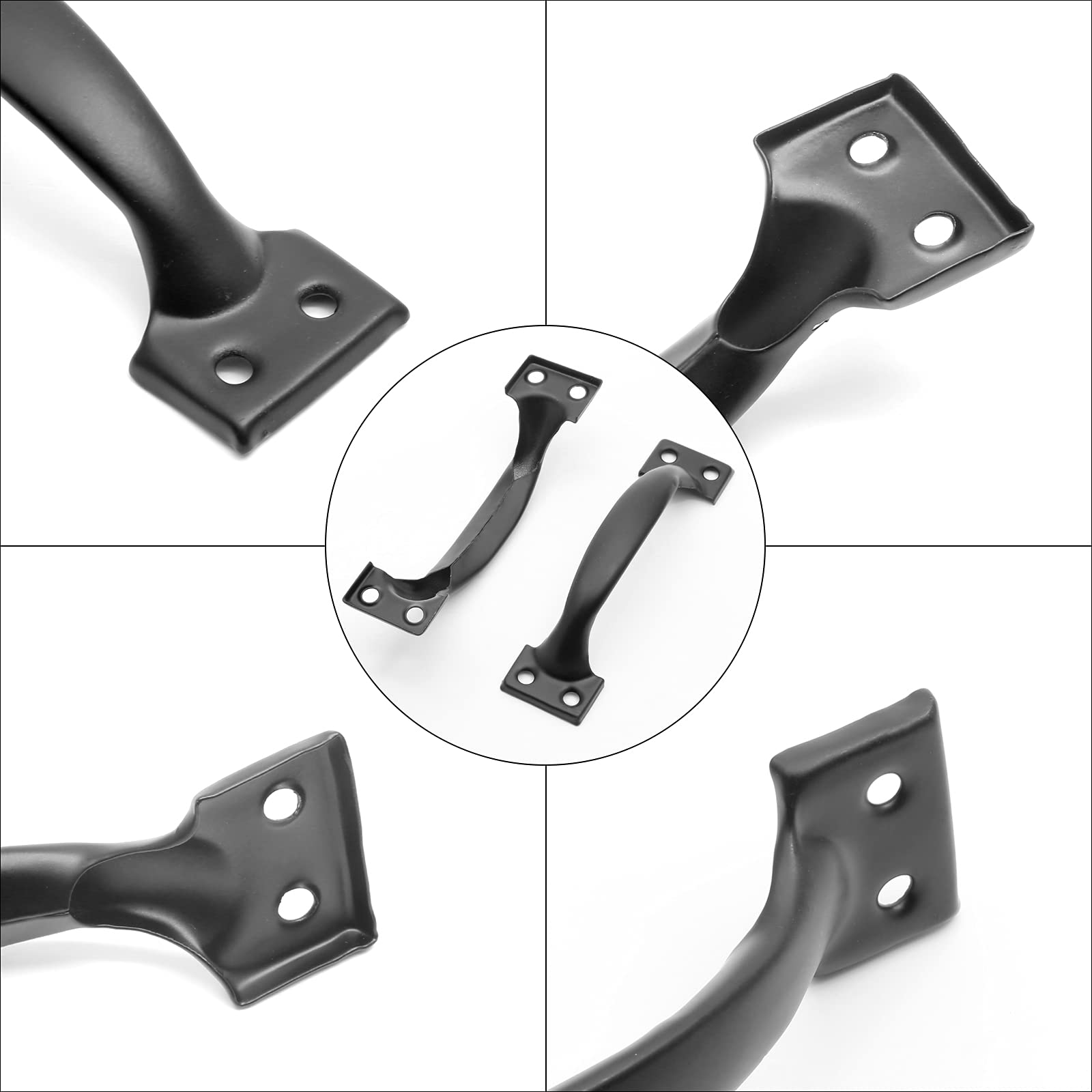 4Pcs 4 Inch Matte Black Cabinet Handles - Heavy Duty Metal Drawer Pulls, Rustic Dresser Handles with Curved Design for Kitchen Cabinets, Wardrobes & Furniture (Perfect for Modern Farmhouse & Industrial Style Decor)