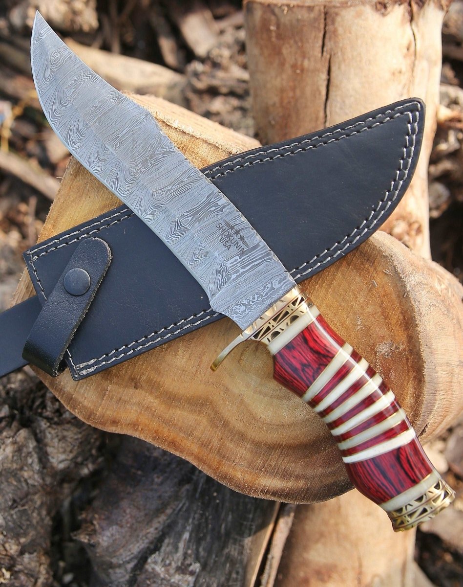 Premium Stream Bowie Knife - Pakkawood & Bone Handle - Hunting, Camping & Outdoor Survival Knife - Perfect for Bushcraft, Fishing & Tactical Adventures