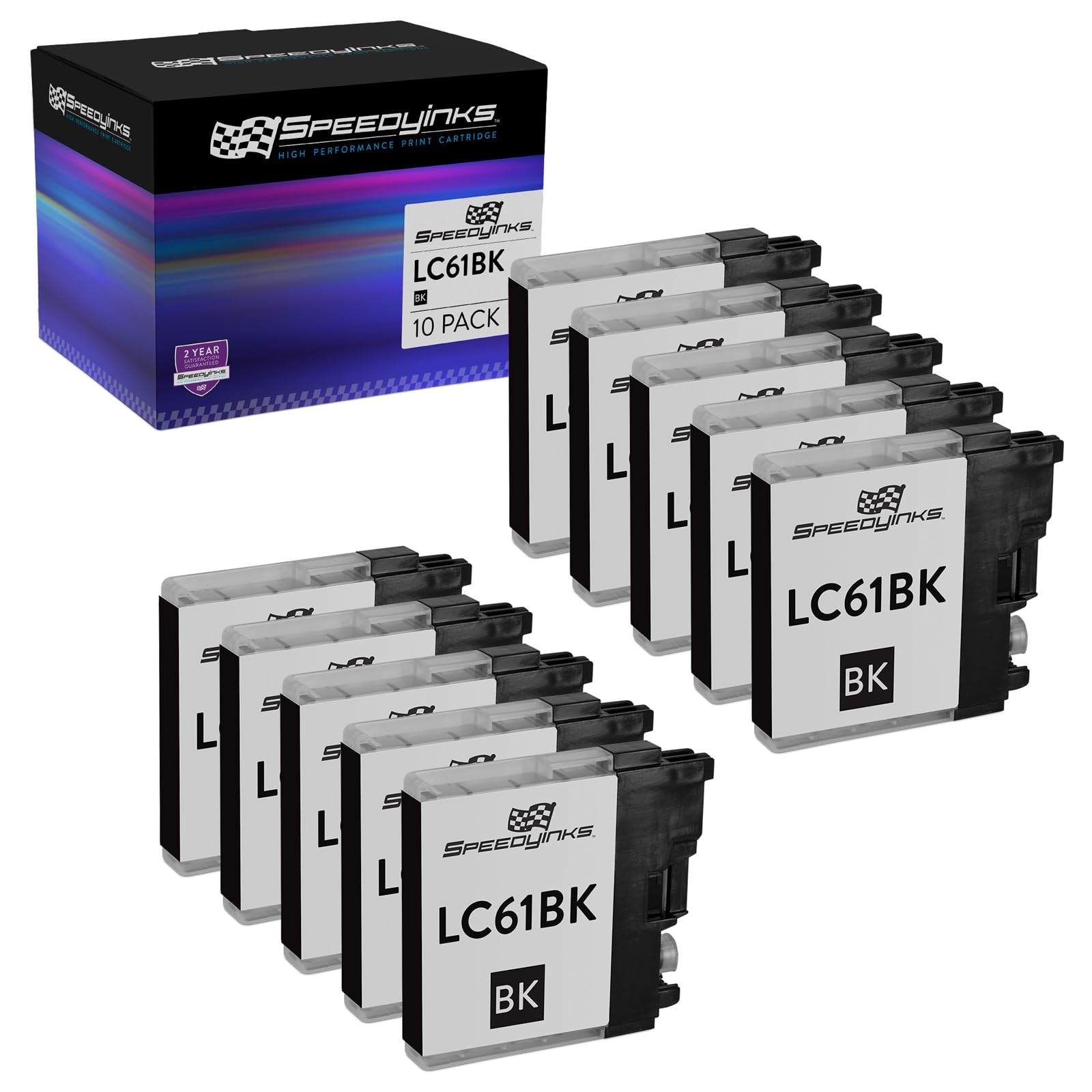 Brother LC61BK Compatible Ink Cartridges (10-Pack, Black) - High-Quality Replacement for Brother MFC-290C, MFC-490CW, MFC-5490CN Printers - Perfect for Home Office Printing & Document Scanning