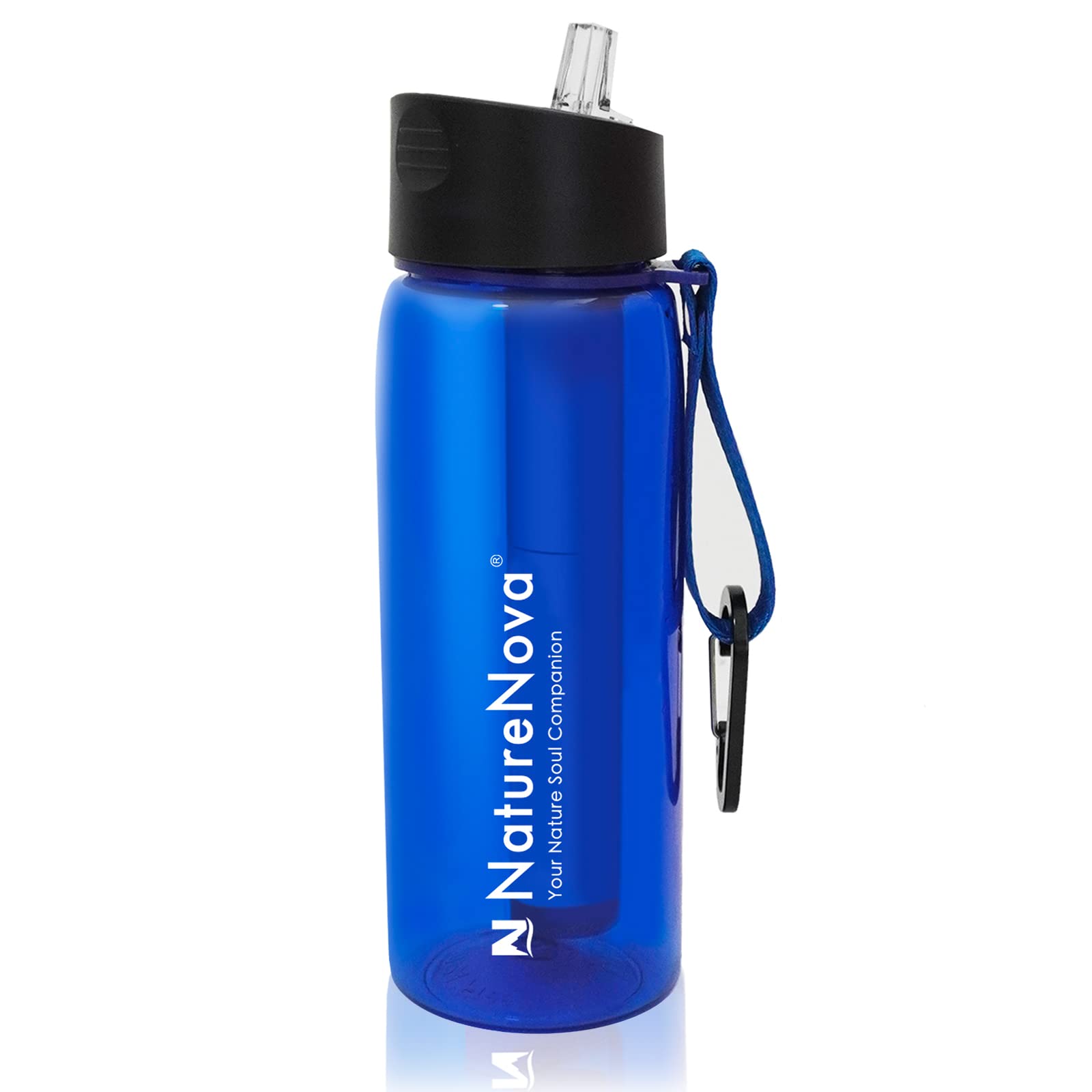 4-Stage BPA Free Water Filter Bottle - 650ml Portable Purifier for Camping, Hiking, Travel & Emergency - Black - Perfect for Outdoor Adventures & Survival Kits
