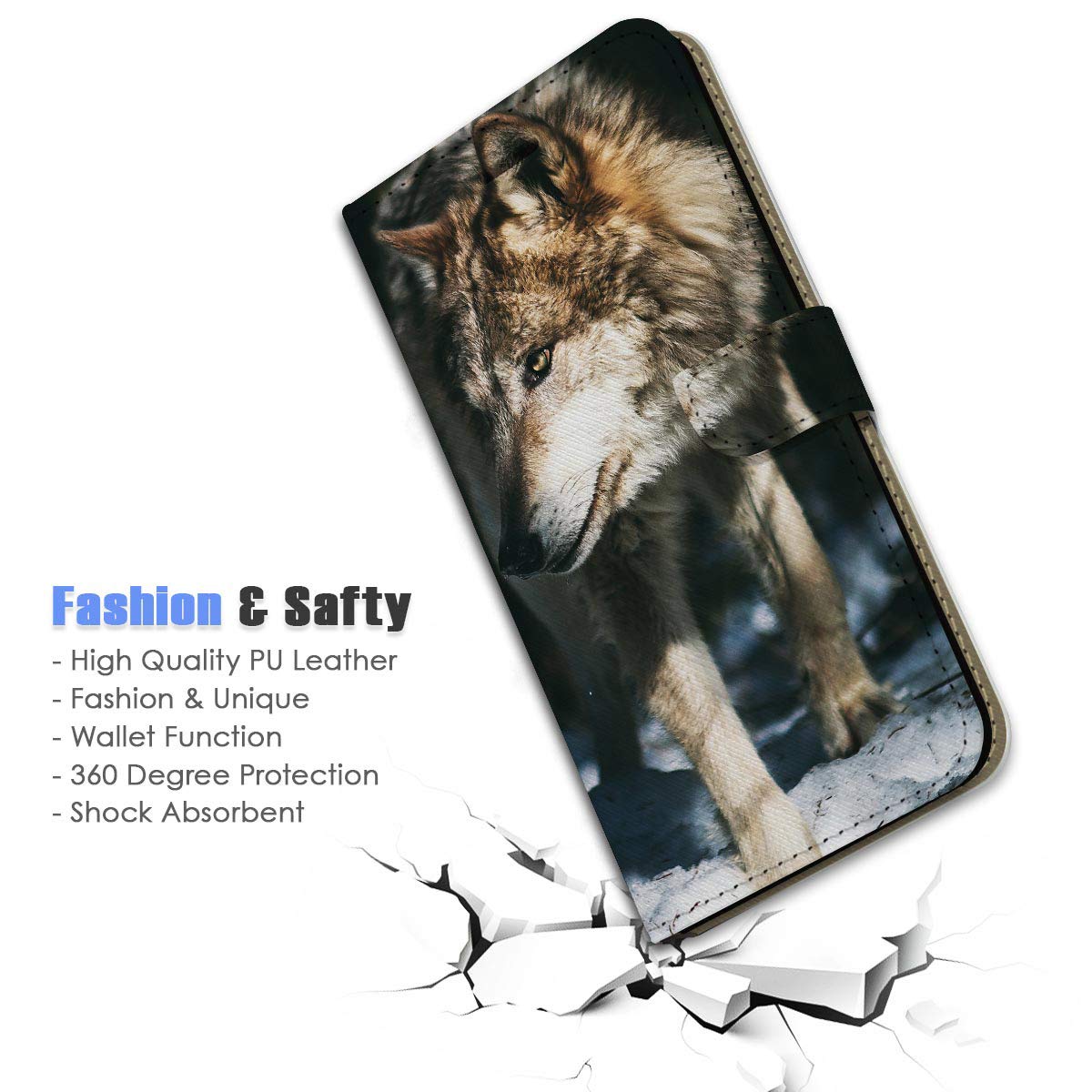 Premium Flip Wallet Phone Case for iPhone 13 Pro Max - Snow Wolf Design (A23033) | Slim Protective Cover with Card Slots | Perfect for Business, Travel & Everyday Use
