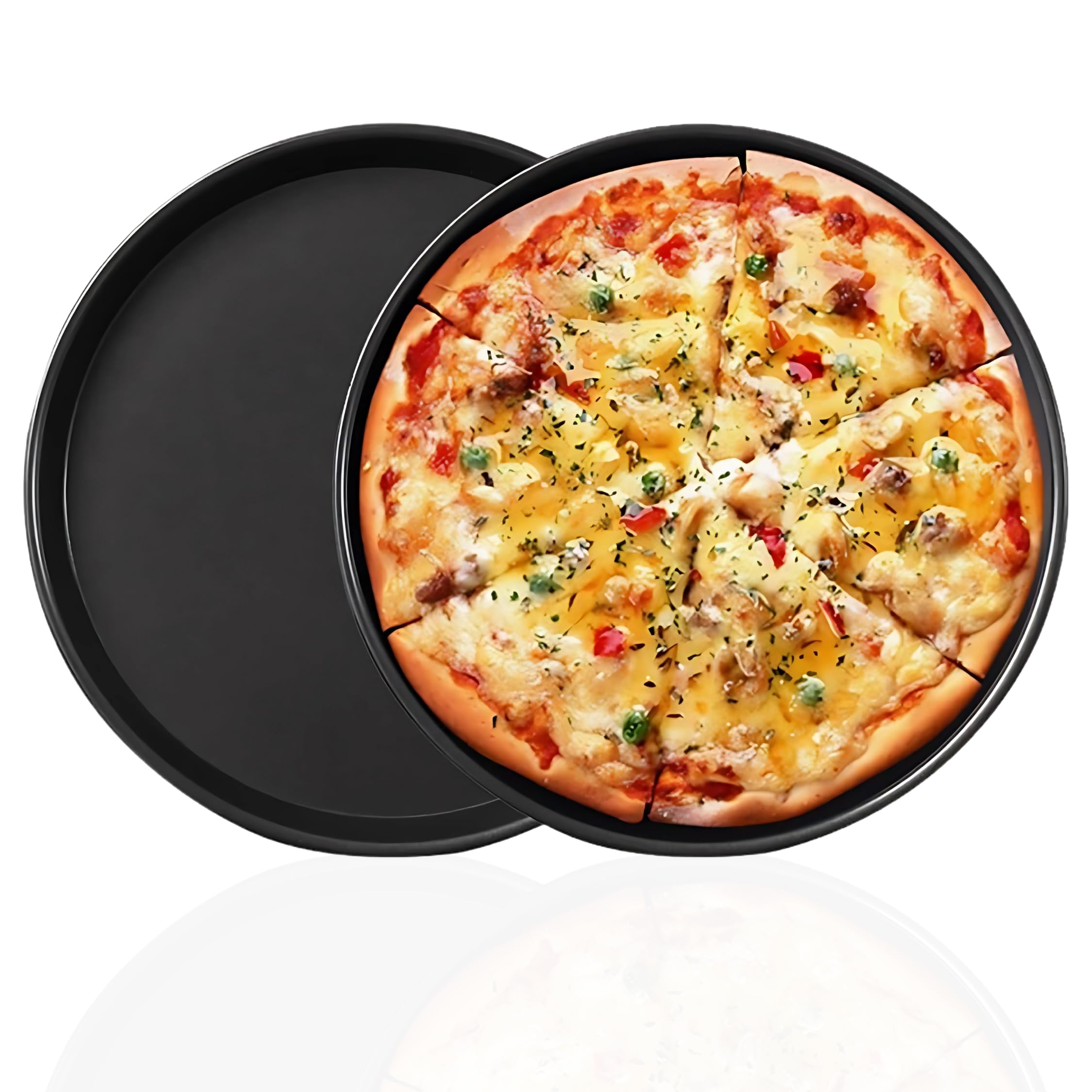 9 Inch Non-Stick Carbon Steel Pizza Pan with Teflon Coating - Oven, Microwave & OTG Safe Bakeware - Perfect for Homemade Pizza, Baking Bread & Roasting Vegetables