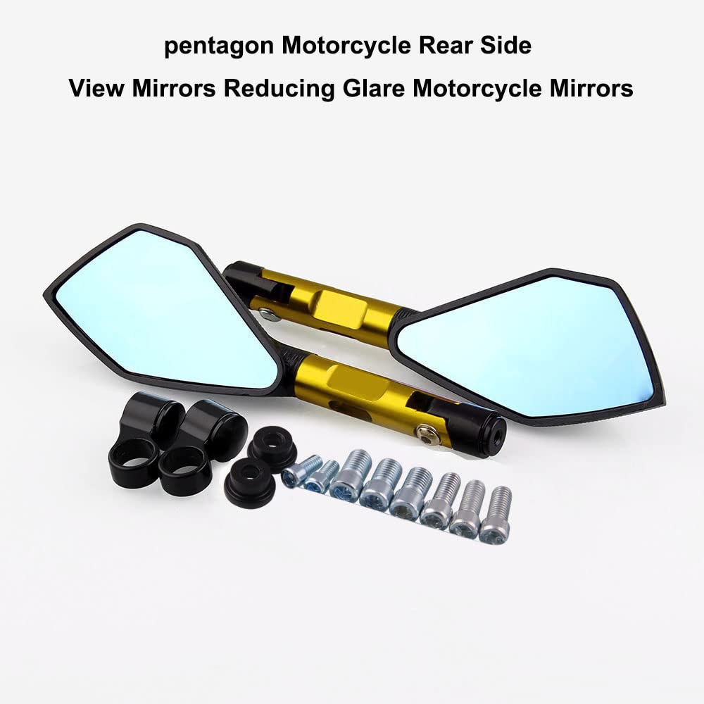 Universal Motorcycle Mirrors 360°Rotation CNC Aluminum - for Scooter ATV Bikes - Golden