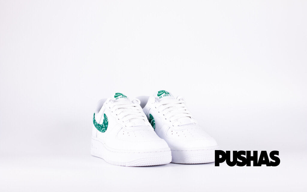Nike Air Force 1 Low '07 Women's Sneakers - White Green Paisley (2022) | Casual Streetwear & Everyday Fashion Shoes for Women