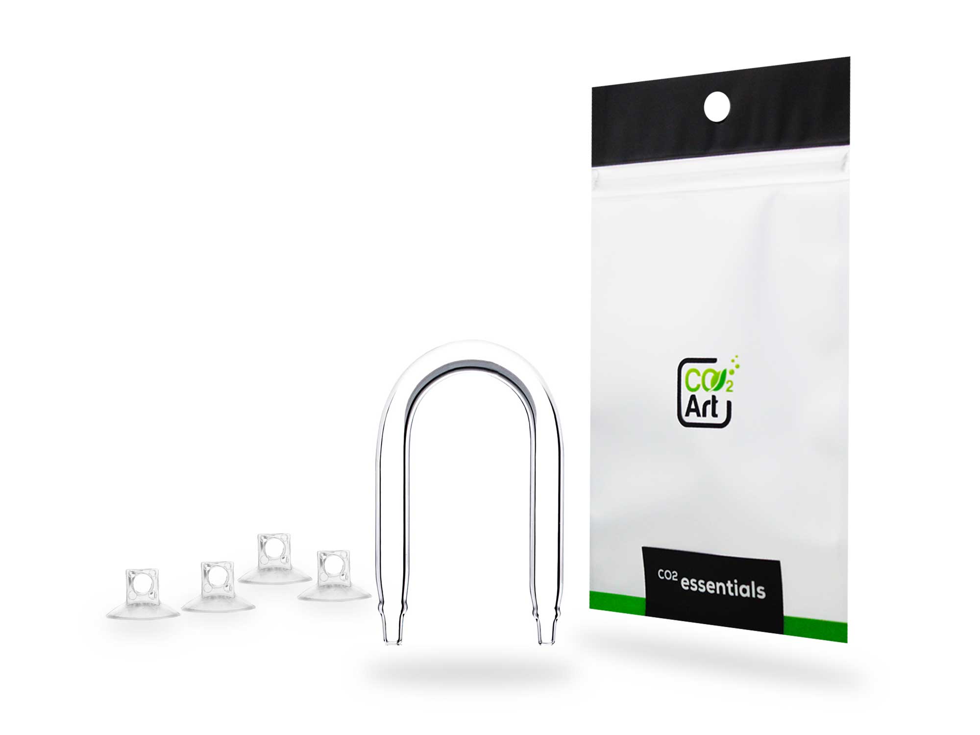 CO2 Art U Bend Glass Tubing Connector with 4 Suction Cups - Medium Size (1.5cm Max) for Aquarium CO2 Systems & Fish Tank Accessories | Perfect for Planted Tanks & Aquatic Setups
