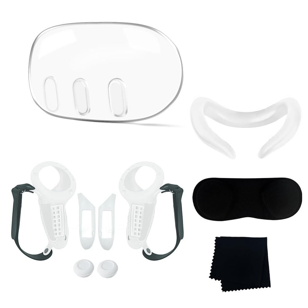 AZURAOKEY 10-in-1 Silicone Cover Set Compatible with Quest 3 VR Accessories - Includes VR Headset Cover, Touch Controller Protectors & Lens Protection - Perfect for VR Gaming, Fitness & Entertainment