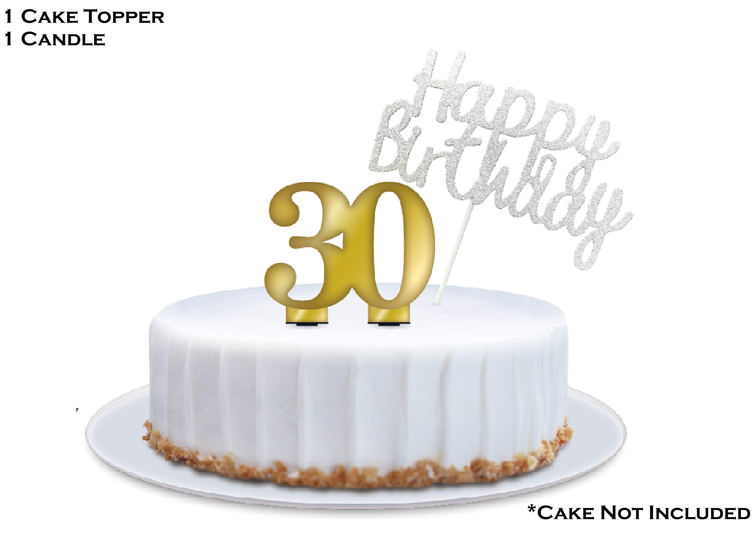 30th Birthday Party Supplies Set - 9 Inch Dinner Plates, 7 Inch Dessert Plates, 12oz Cups & 3-Ply Napkins with Swirl Design - Includes Cake Topper & Number 30 Candle - Perfect for Milestone Celebrations, Anniversary Parties & Special Occasions