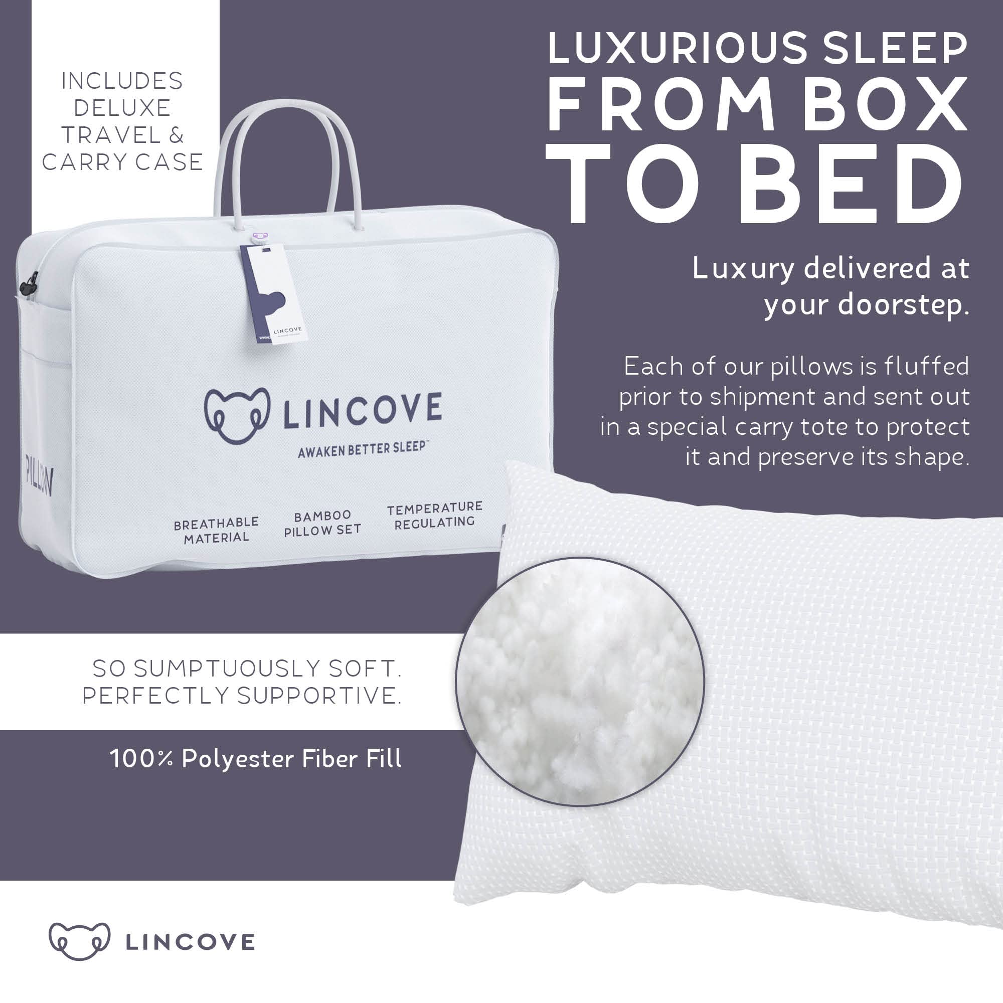 Luxury Hotel Quality Bamboo Rayon Pillow - 65% Polyester 35% Rayon, Temperature Regulating, Hypoallergenic King Size Pillows (2 Pack) for Stomach Sleepers - Perfect for Home, Office & Travel Use