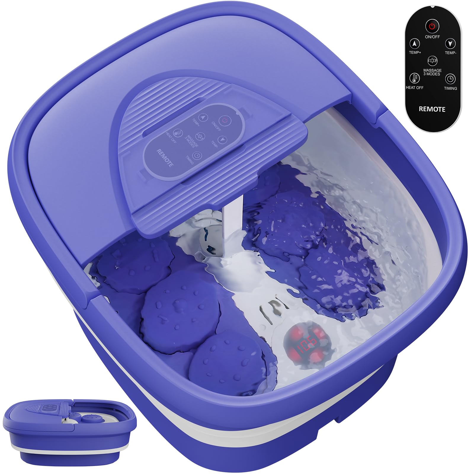 Collapsible Foot Spa Massager with Heat - 24 Shiatsu Massage Balls, Remote Control & Timer - Hot/Cold Water Soaking Tub for Relaxation & Pain Relief - Perfect for Home Spa, Post-Workout Recovery & Gift Giving