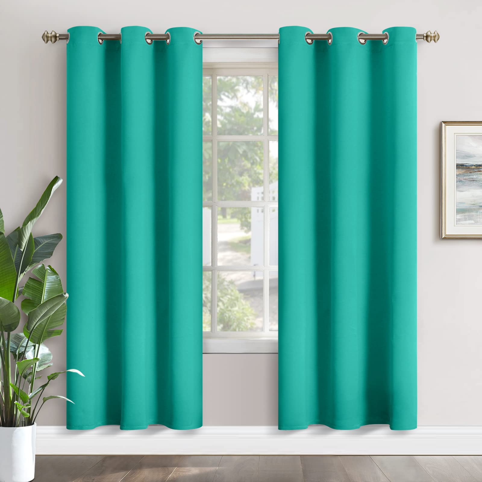 Blackout Curtains for Bedroom & Living Room - Thermal Insulated, Noise Reducing Room Darkening Curtains with Grommet Top, 2 Panels (42 x 84 Inches, Teal) - Perfect for Home Theater, Nursery & Light Sleepers