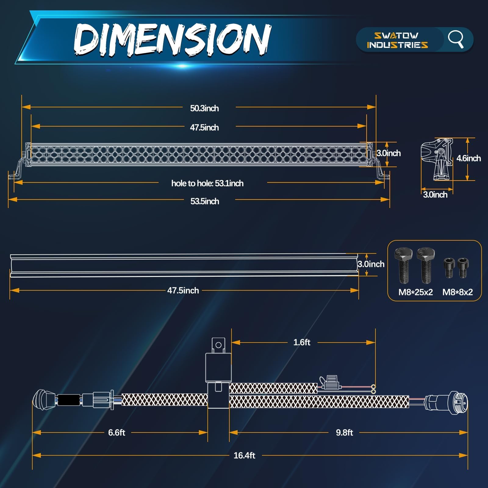550W 50 Inch LED Light Bar - Spot Flood Combo Off-Road Driving Lights with Wiring Harness & Black Cover - Universal Fit for Wrangler, F-150, Toyota, Chevy, Ram Trucks, Pickups, SUVs & UTVs - Perfect for Night Off-Roading, Camping & Emergency Lighting
