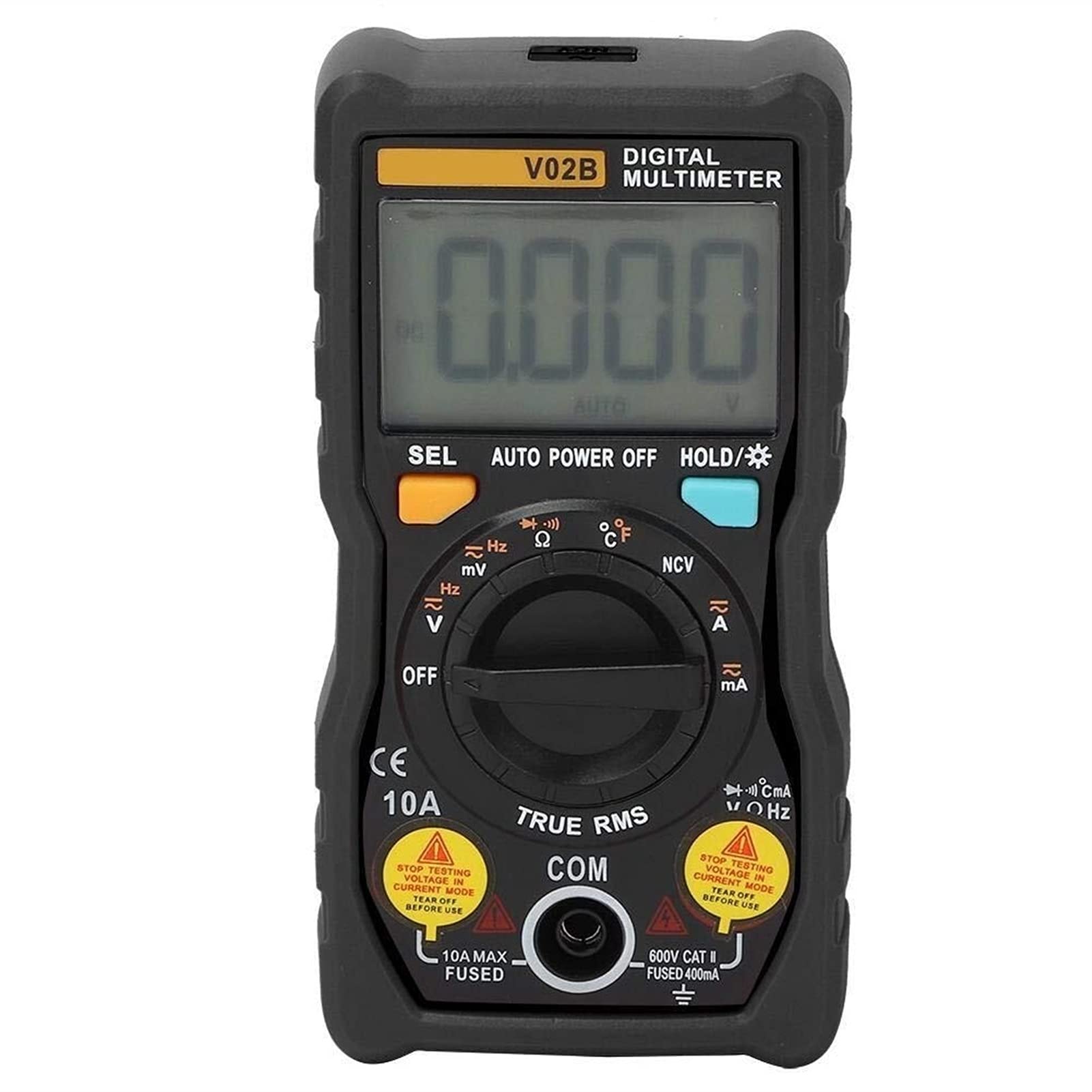 **AMZOPDGS V02B Automatic Digital Multimeter - High Precision Auto-Ranging Transistor Tester with Current Clamp for Home, Automotive & Electronics (Black)**