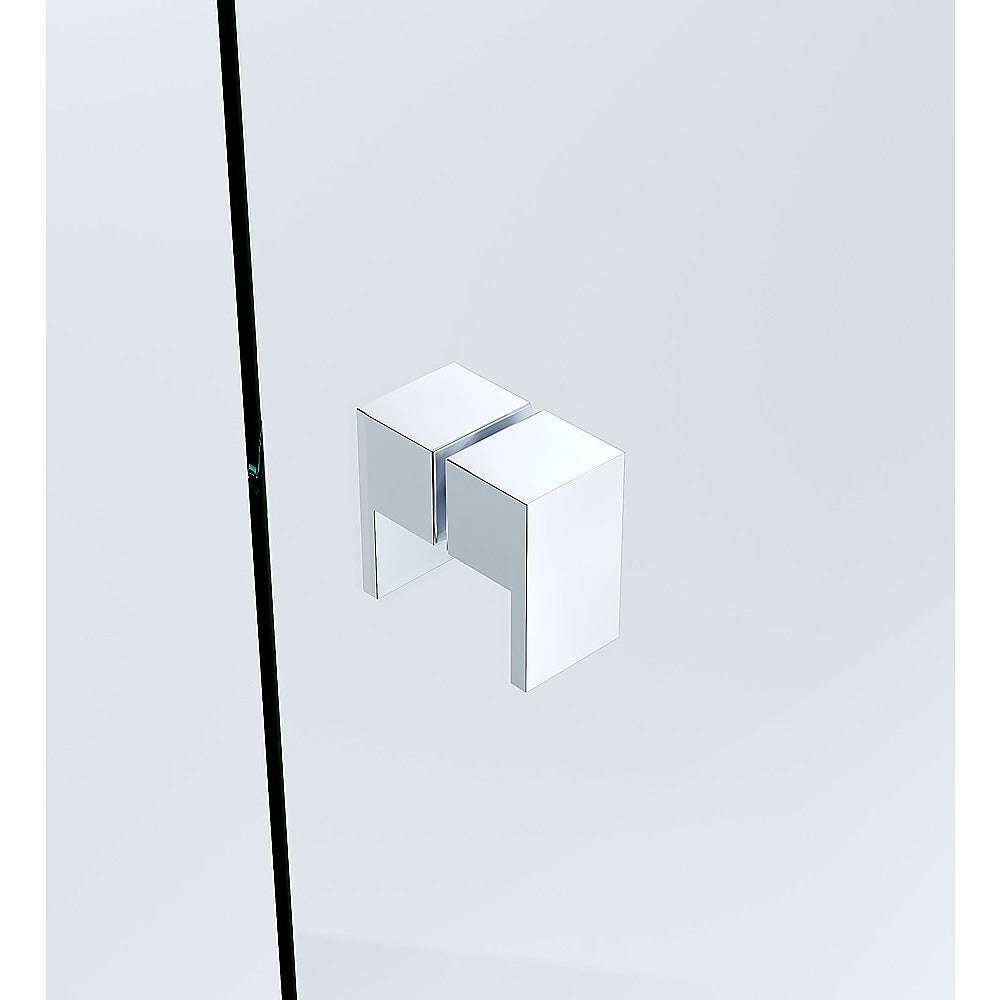 120x120cm Frameless Corner Shower Screen with Chrome Brackets & Brass Hinges - Square Double Pull Handle for Modern Bathroom - Waterproof Glass Enclosure for Shower Stall or Bathtub Area