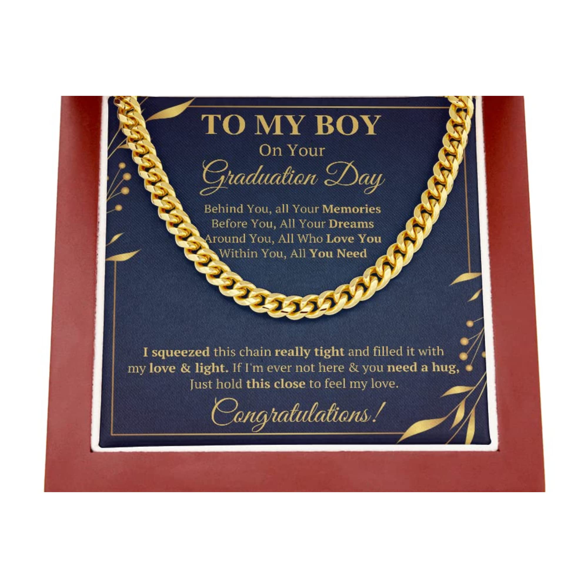 2022 Graduation Cross Necklace for Men - Class of 2022 Gift for Son, Grandson, Brother, Boyfriend - Includes Engraved Message Card & Gift Box - Perfect for Graduation Ceremony & Commencement Gifts