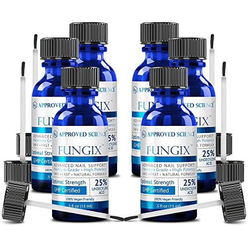 Approved Science Fungix - Natural Nail Fungus Treatment with Tea Tree Oil, 25% Undecylenic Acid & Vitamin E - Vegan Friendly Formula - Pack of 6 - For Toenail & Fingernail Fungus Relief at Home