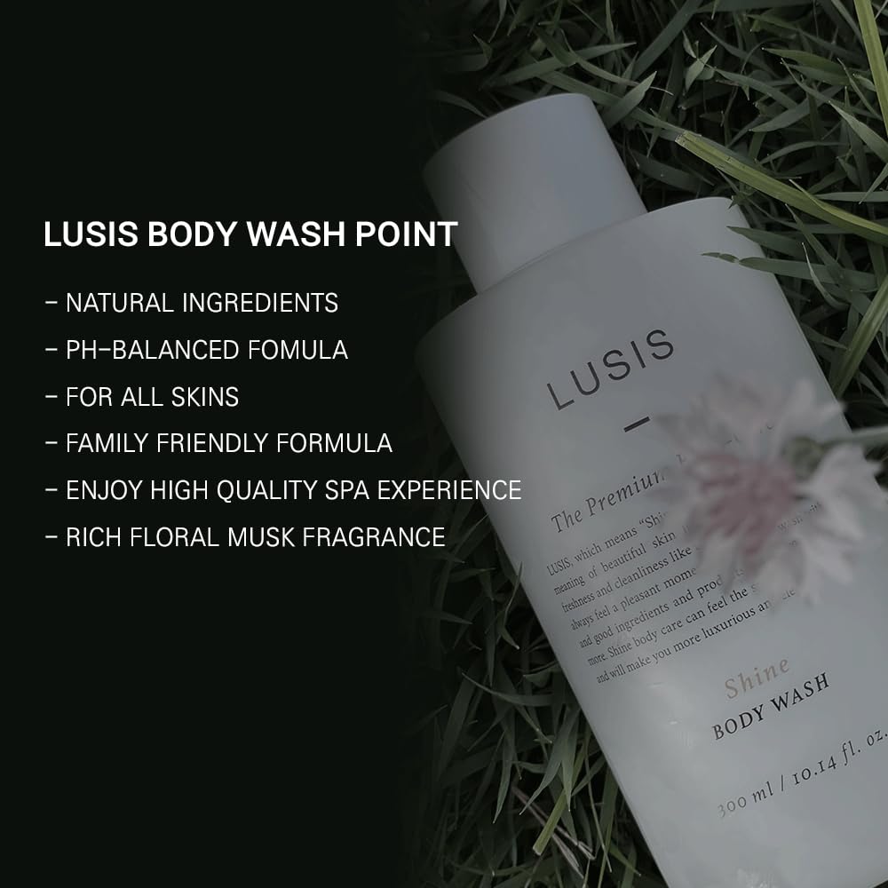 LUSIS Shine Body Wash - Moisturizing & Allergen-Free Body Cleanser (300ml) for Sensitive Skin | Gentle Daily Shower Gel for Dry & Itchy Skin Relief