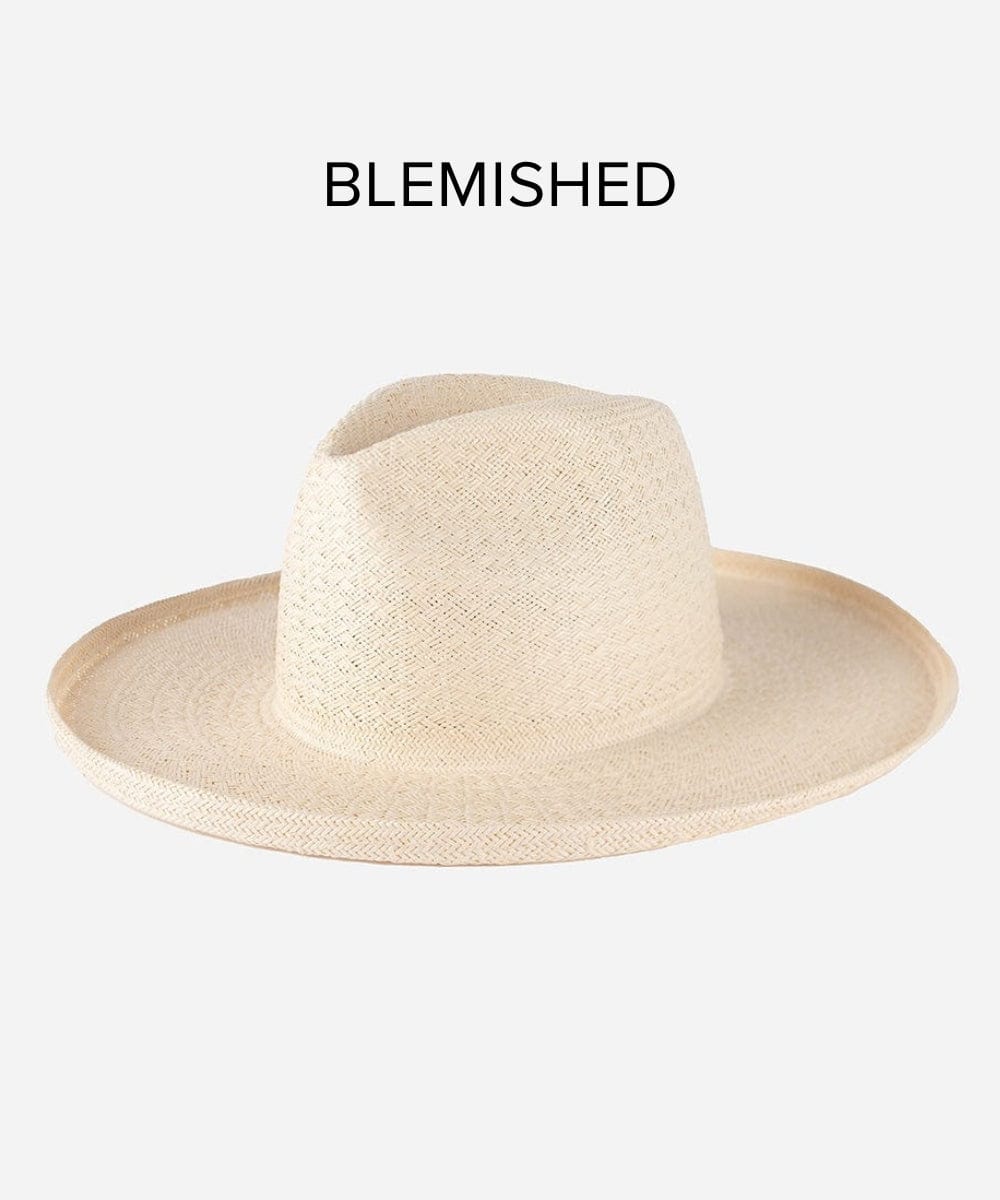 Cara Loren Straw Hat for Women - White Wide Brim Sun Hat for Beach, Summer & Outdoor Activities - Blemished Sale
