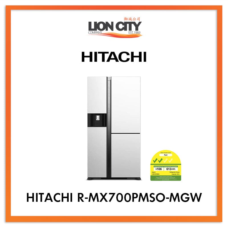 Hitachi 569L Side by Side 3-Door Deluxe Refrigerator - Energy Efficient, Frost Free, Large Capacity Fridge for Modern Kitchen & Family Use