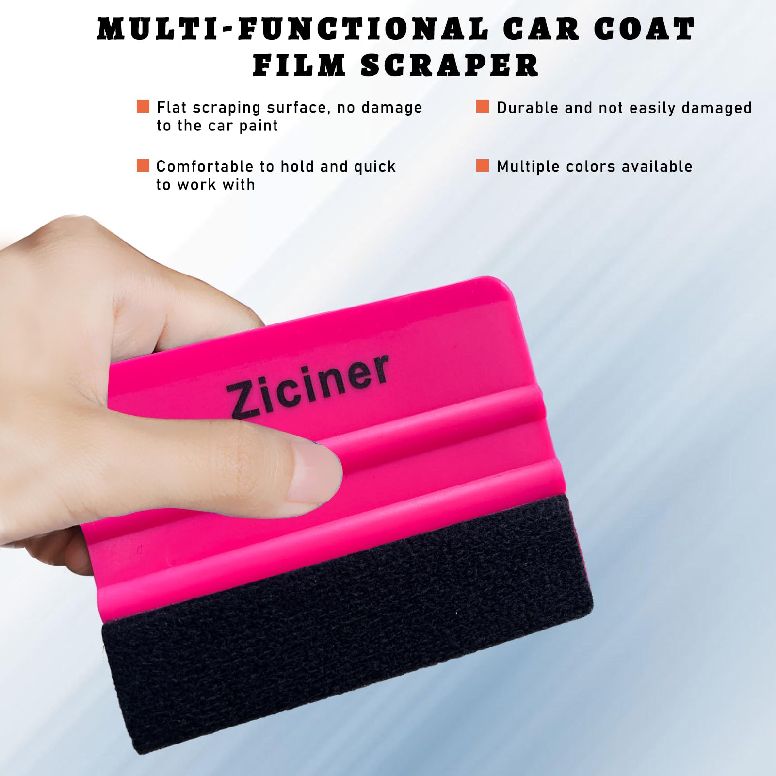 Ziciner 2-Piece Car Wrapping Tool Kit - Professional Felt Squeegee & Vinyl Scraper for Window Tint, Wallpaper, Decal Sticker Application - Universal Vehicle Accessories (Rose Red + Red) - Perfect for DIY Car Wrapping, Home Decoration & Craft Projects