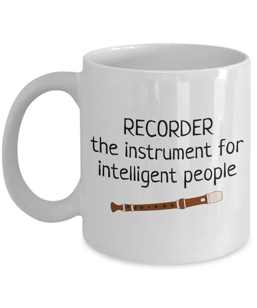 Funny Recorder Mug - Unique Gift for Recorder Players & Music Lovers - Wooden Recorder Flute Instrument - Perfect for Musicians, Teachers & Students - Great for Gifts, Practice & Music Classrooms