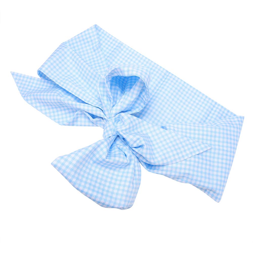 Zerodis Cotton Baby Swaddle Wrap Sash - Soft Maternity Bowknot Newborn Infant Blanket for Photography, Stretchy Receiving Blanket (Light Blue Plaid) - Perfect for Newborn Photo Shoots, Swaddling & Comforting Babies