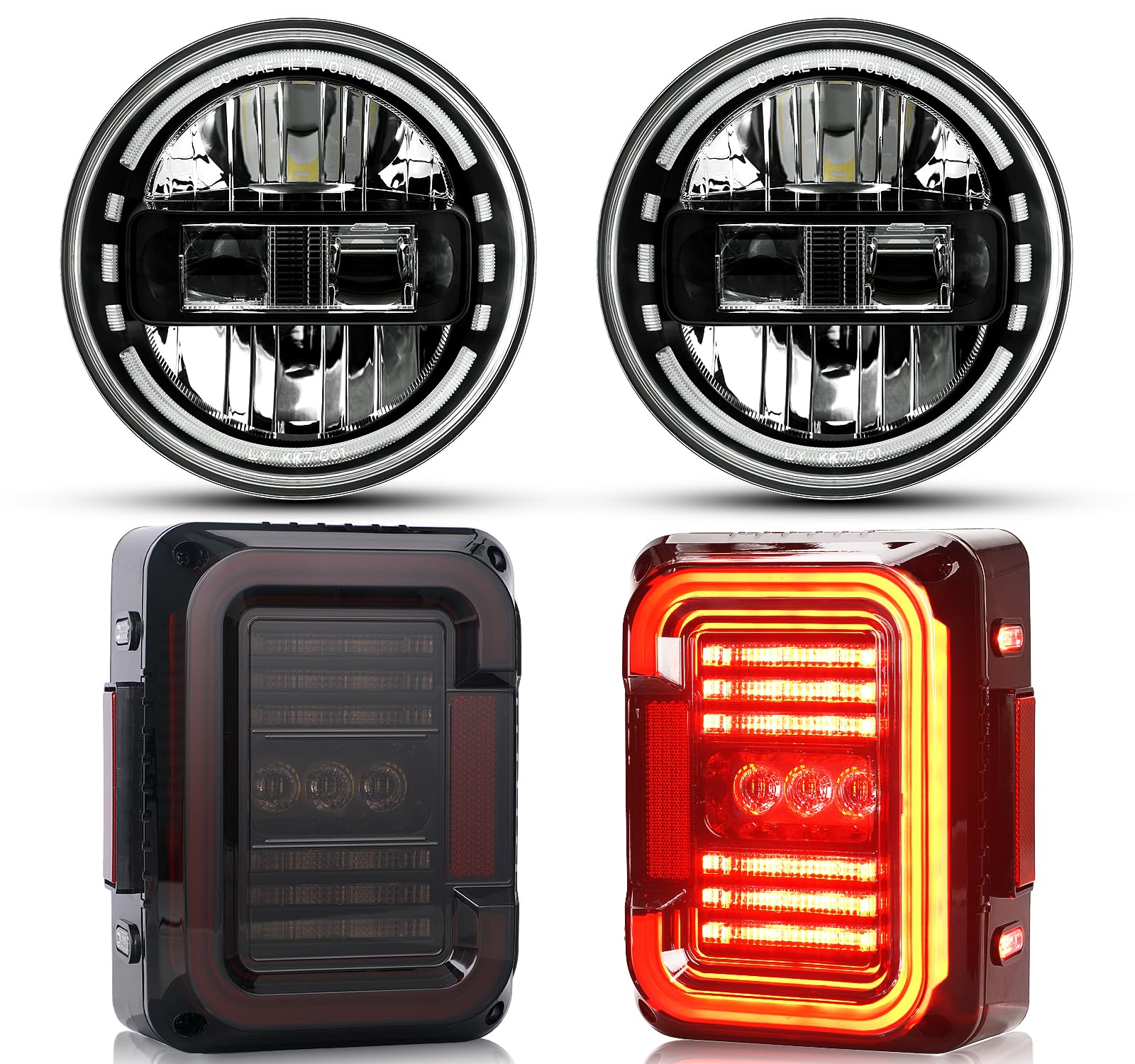 AUDEXEN LED Tail Lights & Headlights for Jeep Wrangler JK - Waterproof Off-Road Lighting for Adventure & Night Driving