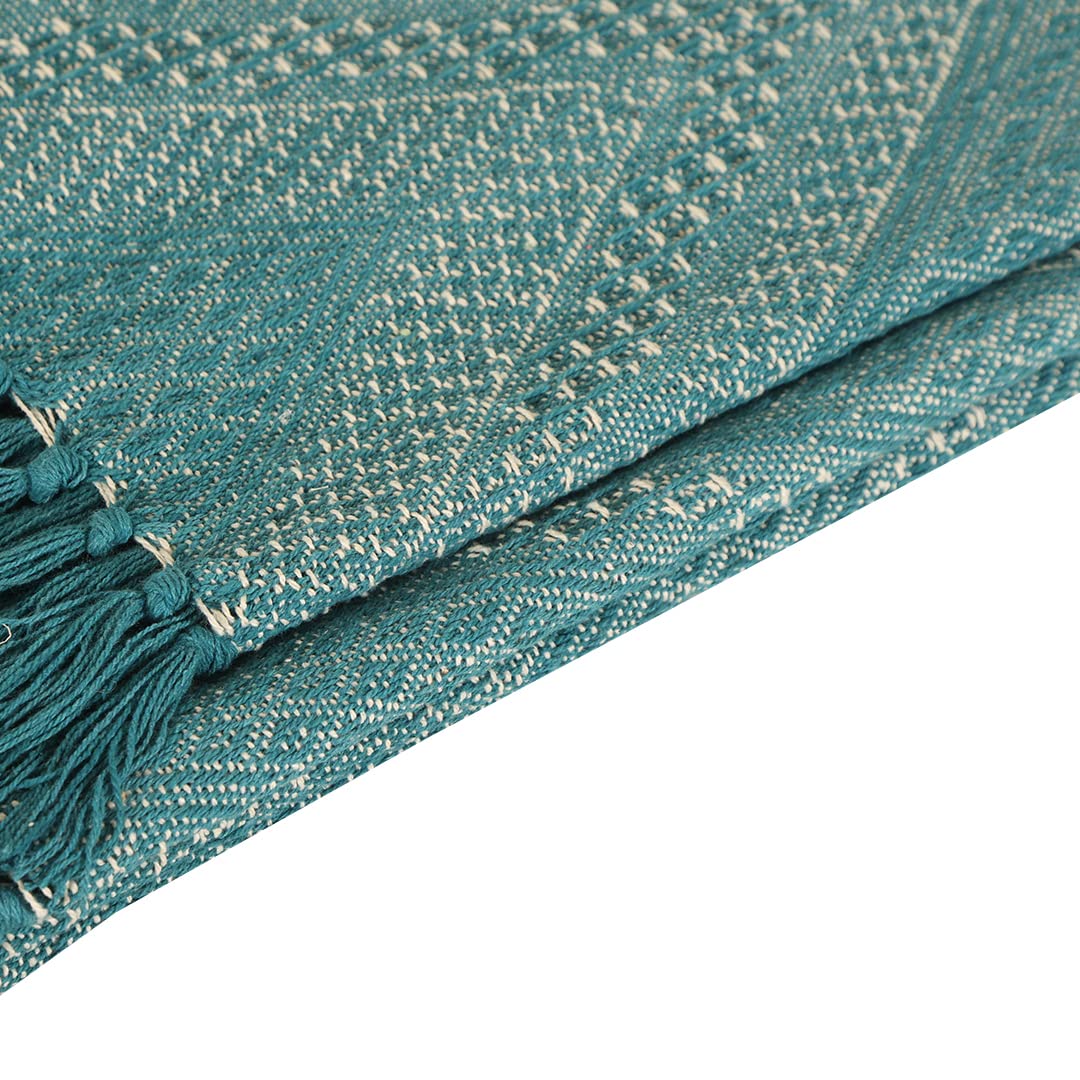 Premium Cotton Indian Throw Blanket - 51x71 Inches Blue Handmade Sofa Cover for Living Room, Bed, Chair | Ideal for Home Decor, Gifts & Outdoor Picnics | Soft Breathable Fabric for All Seasons