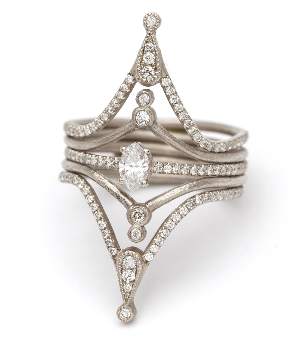 Elegant Tiara Bezels Nesting Band - Stackable Rings for Women, Perfect for Weddings, Prom & Special Occasions