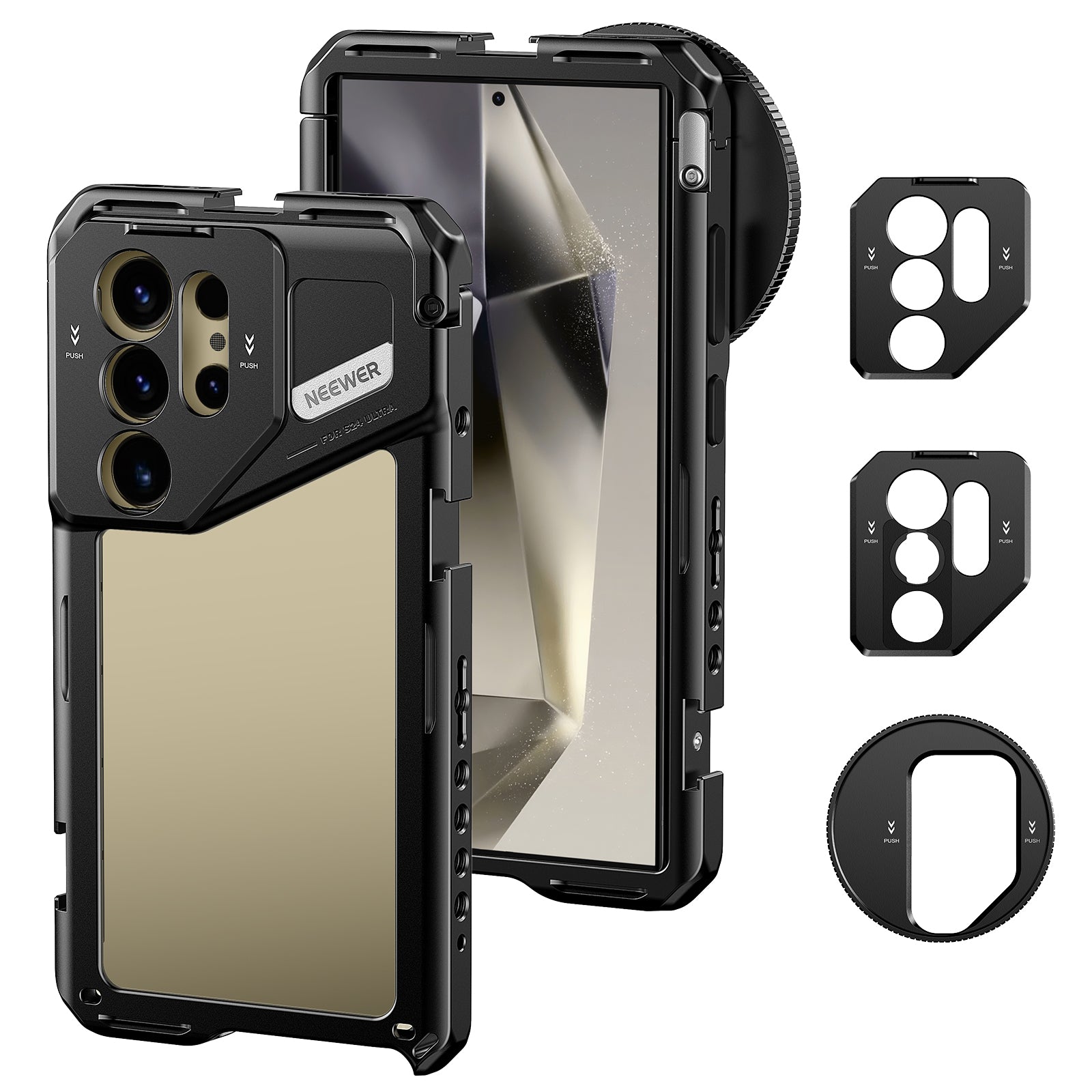 NEEWER PA042 Universal Phone Cage Mount for Samsung Galaxy S24 Ultra - Perfect for Smartphone Videography, Vlogging & Live Streaming