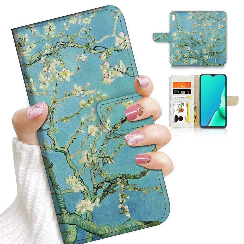 Premium Flip Wallet Phone Case for iPhone Xs & iPhone X - Blossoming Almond Tree Design (A23209) | RFID Protection | Perfect for Everyday Use & Travel