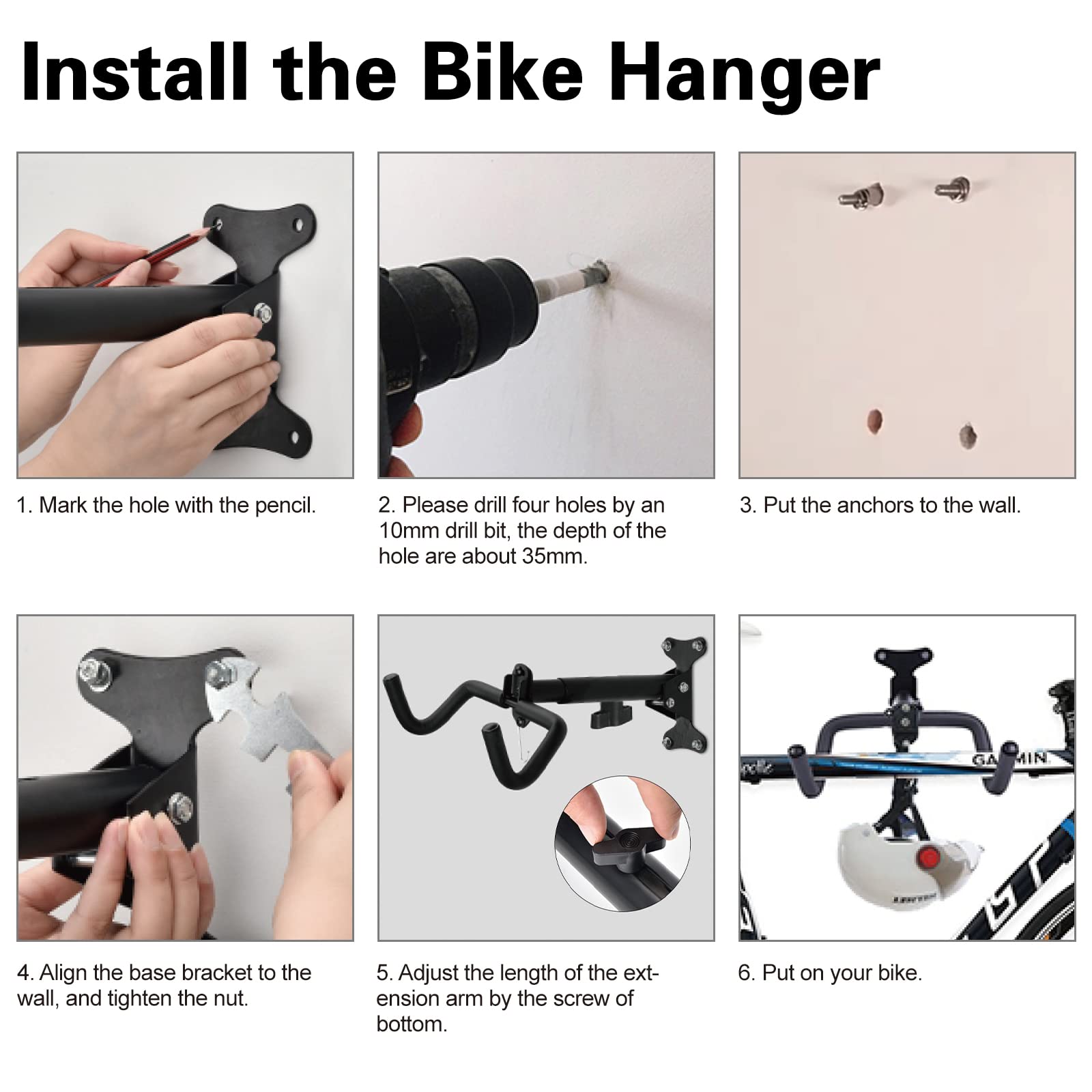 Cyfie Bike Wall Mount Hanger - Heavy Duty Bicycle Storage Rack Hook for Mountain, Road & Hybrid Bikes - Space Saving Horizontal Indoor Bike Holder for Garage, Apartment & Home Organization (Perfect for Small Spaces & Bike Enthusiasts)