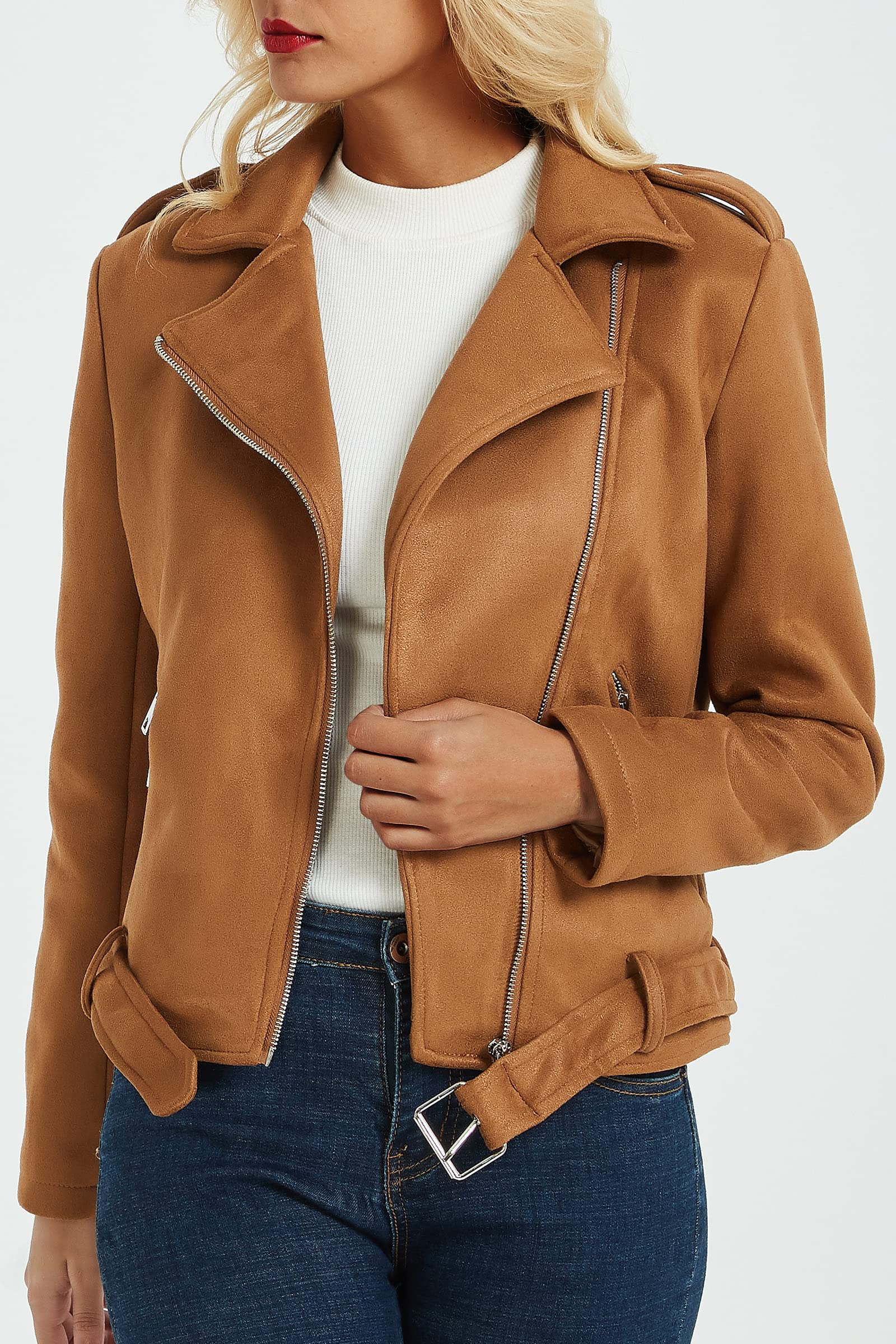 Stylish Women's Faux Leather Jacket - Trendy Motorcycle Biker Coat for Spring & Fall | Perfect for Casual Outfits, Night Out & Riding
