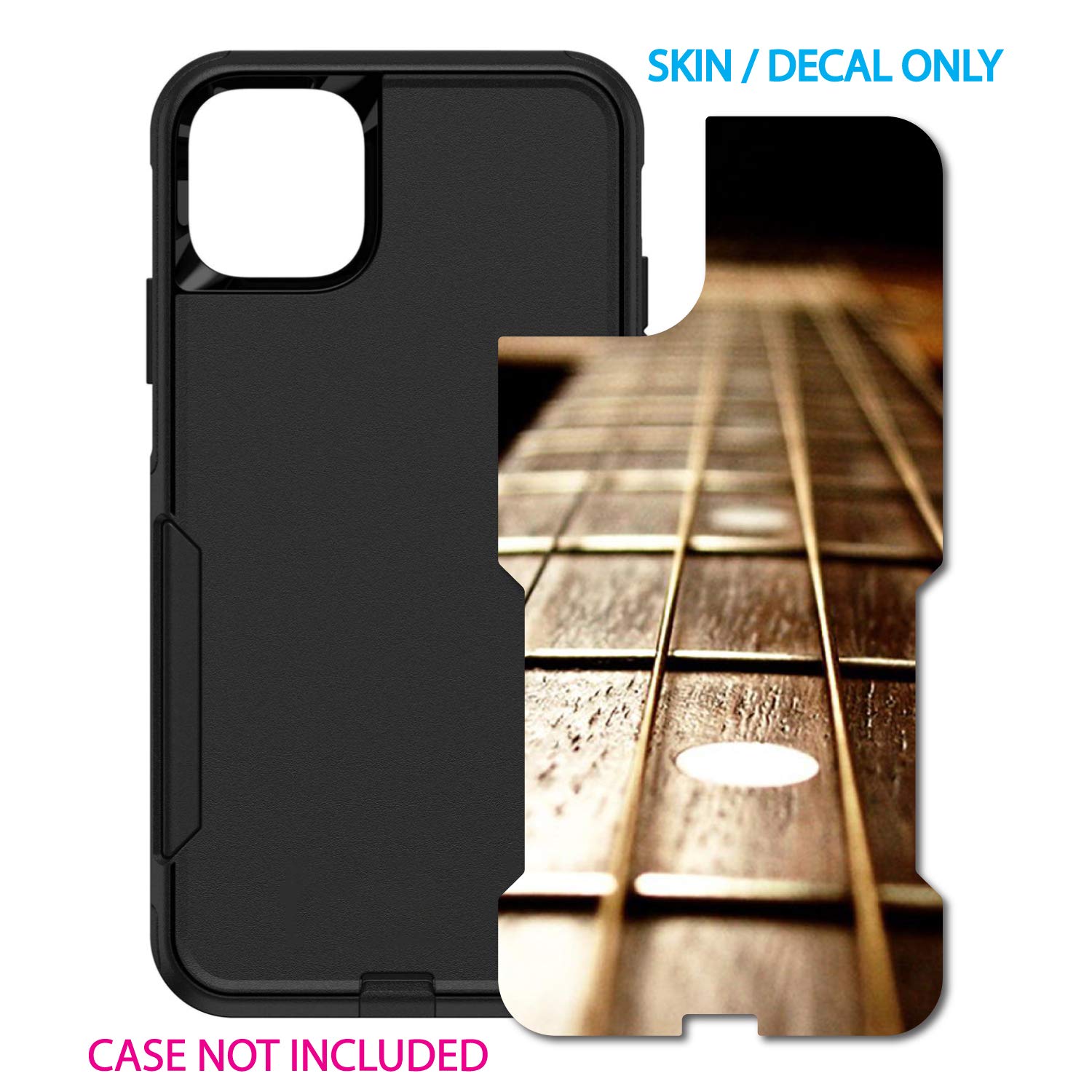 DistinctInk Custom Skin Decal for OtterBox Commuter Case iPhone 11 Pro Max (6.5 Inch) - Guitar Strings Design | Protective Vinyl Sticker | Perfect for Music Lovers & Personalization