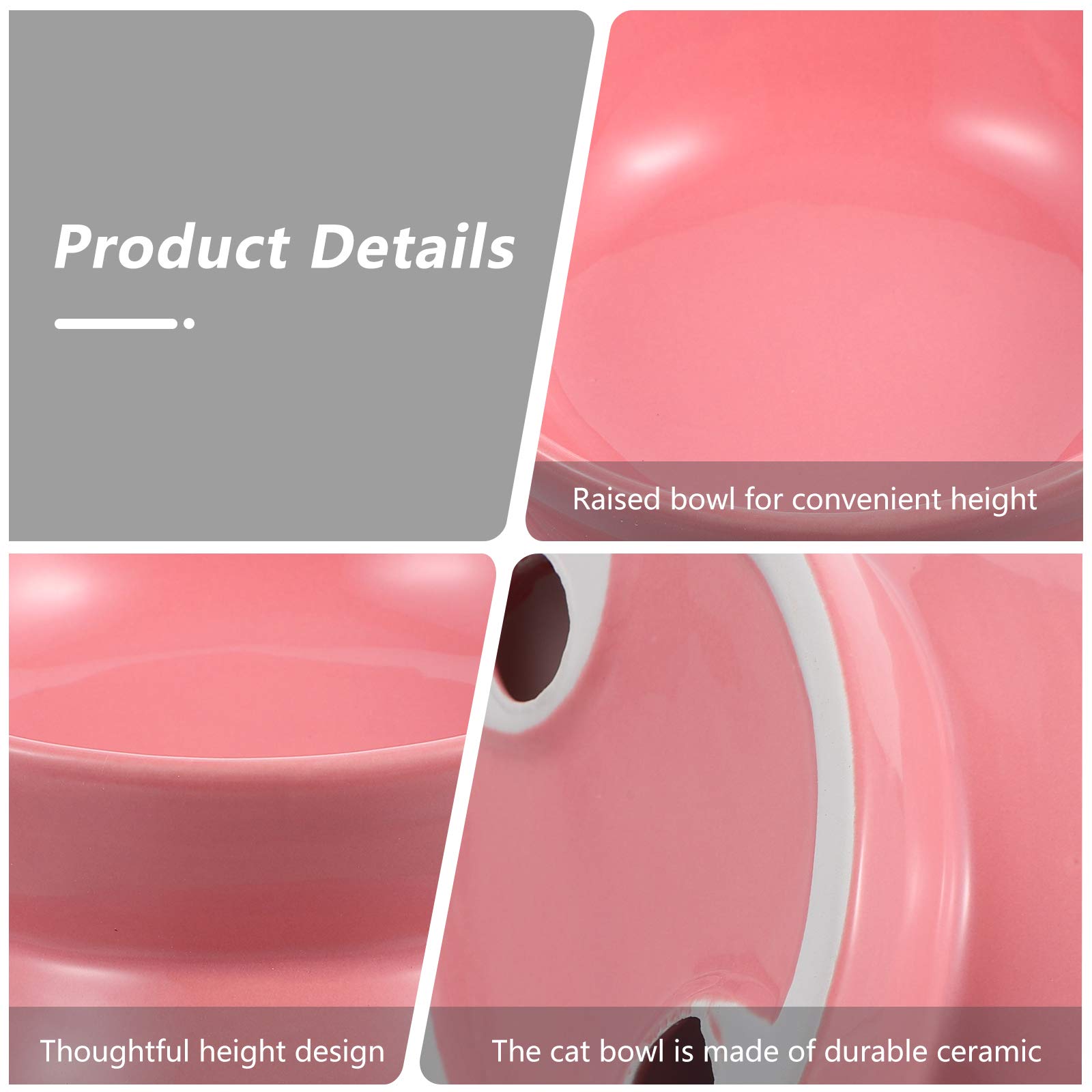 Raised Cat and Dog Bowl with Stand - Ceramic Pet Feeder for Flat-Faced Breeds, Kitten Bowls with Neck Guard - Perfect for Cats, Dogs, and Small Pets at Home or Travel Use