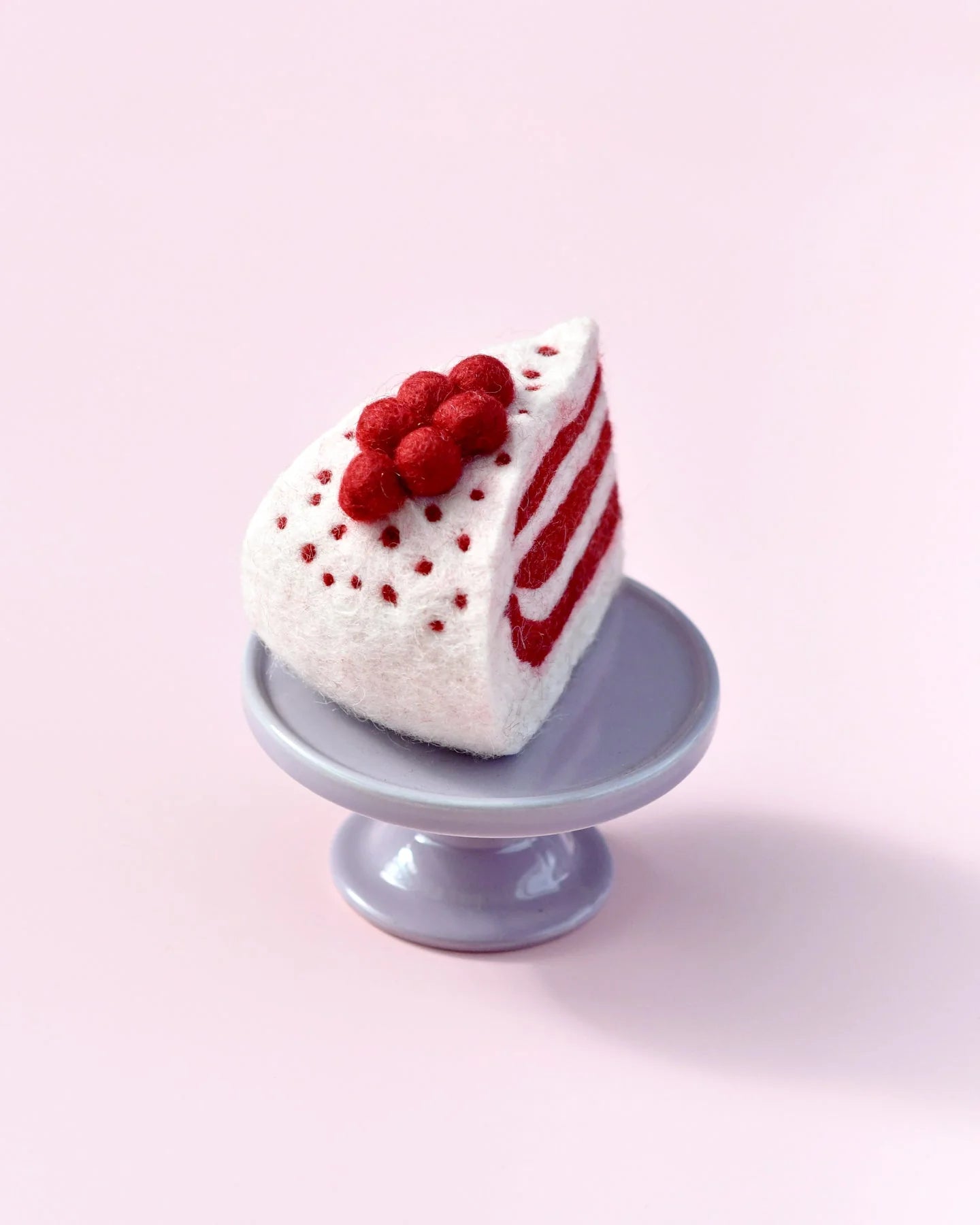Red Velvet Cake Slice Felt Play Food - Realistic Fake Dessert Toy for Kids Pretend Play, Tea Party & Dollhouse Accessories