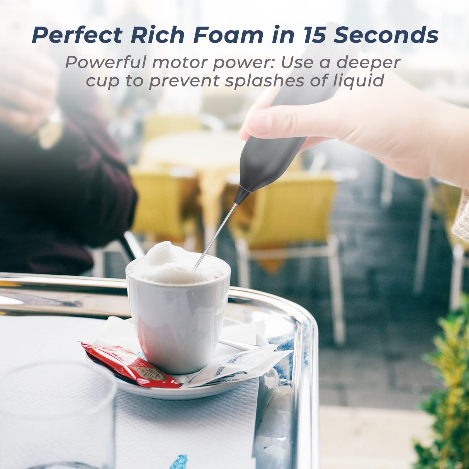 Rechargeable USB-C Handheld Milk Frother - Electric Foam Maker & Drink Mixer for Coffee, Lattes, Cappuccino, Hot Chocolate, Matcha - Perfect for Home, Office & Cafe Use