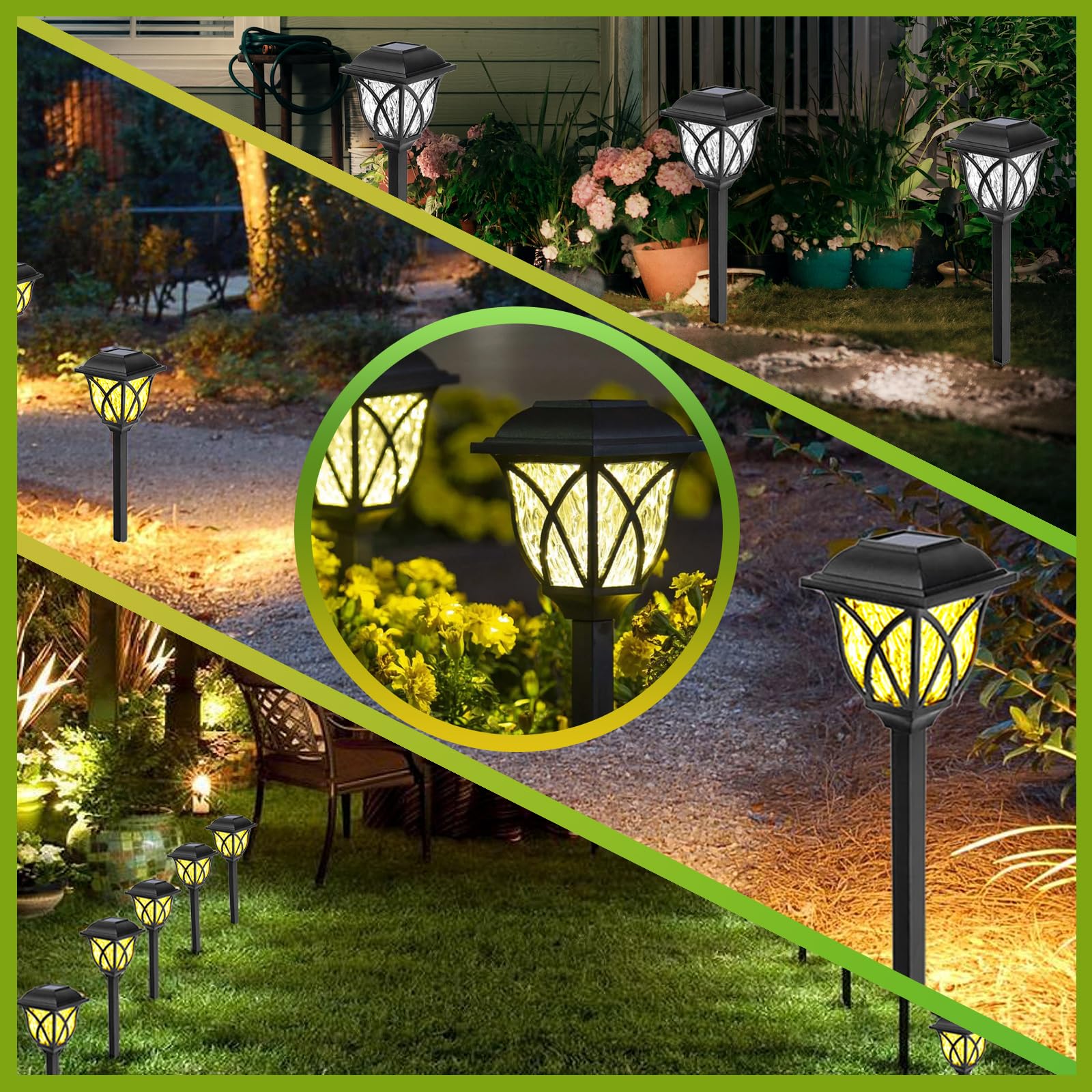 KAQ 2 Pack LED Solar Lights Outdoor Waterproof - Solar Powered Garden Lights with Auto On/Off - Weatherproof Pathway Lighting for Patio, Yard, Driveway & Landscape Decoration | Perfect for Garden Decor, Walkways & Outdoor Nighttime Illumination