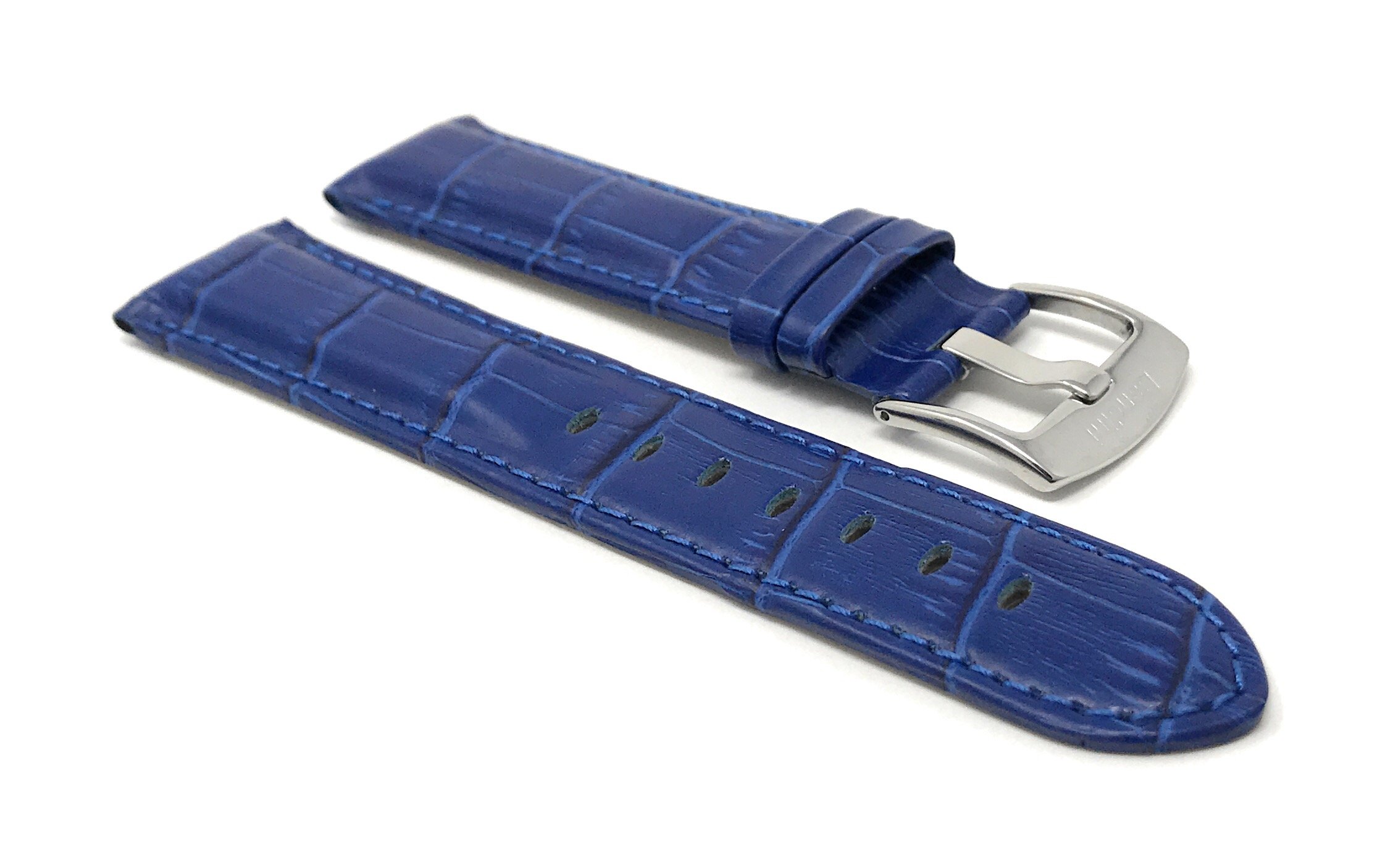 18mm Men's Leather Watch Band - Alligator Pattern Strap for Classic & Smart Watches - Blue