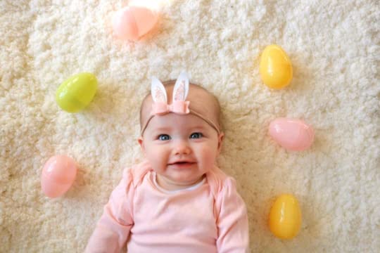 Baby Bunny Ears Headband - Soft Nylon Easter Hair Bow for Infants & Toddlers | Perfect for Easter Photos, Spring Celebrations & Newborn Photoshoots