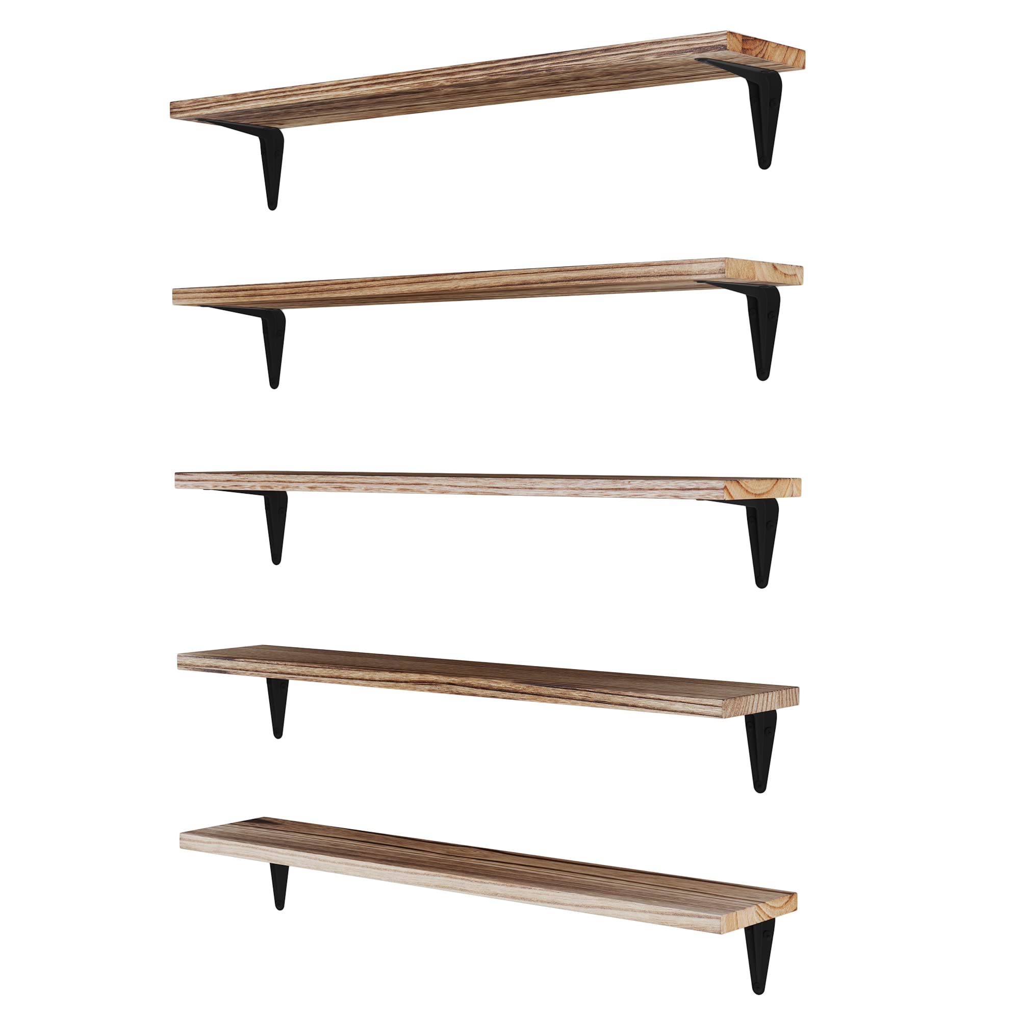 Wallniture Arras Wood Floating Shelves Set of 5 - 24