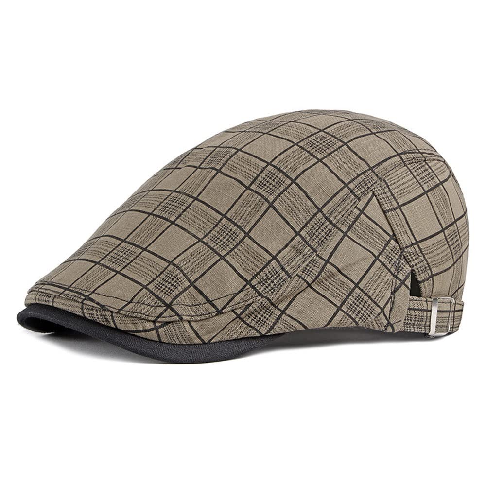 Fashion Striped Lattice Beret Hat for Women & Men - Adjustable Flat Cap (55-60cm) - Spring Summer Plaid Visor - Perfect for Outdoor Activities, Travel & Casual Wear