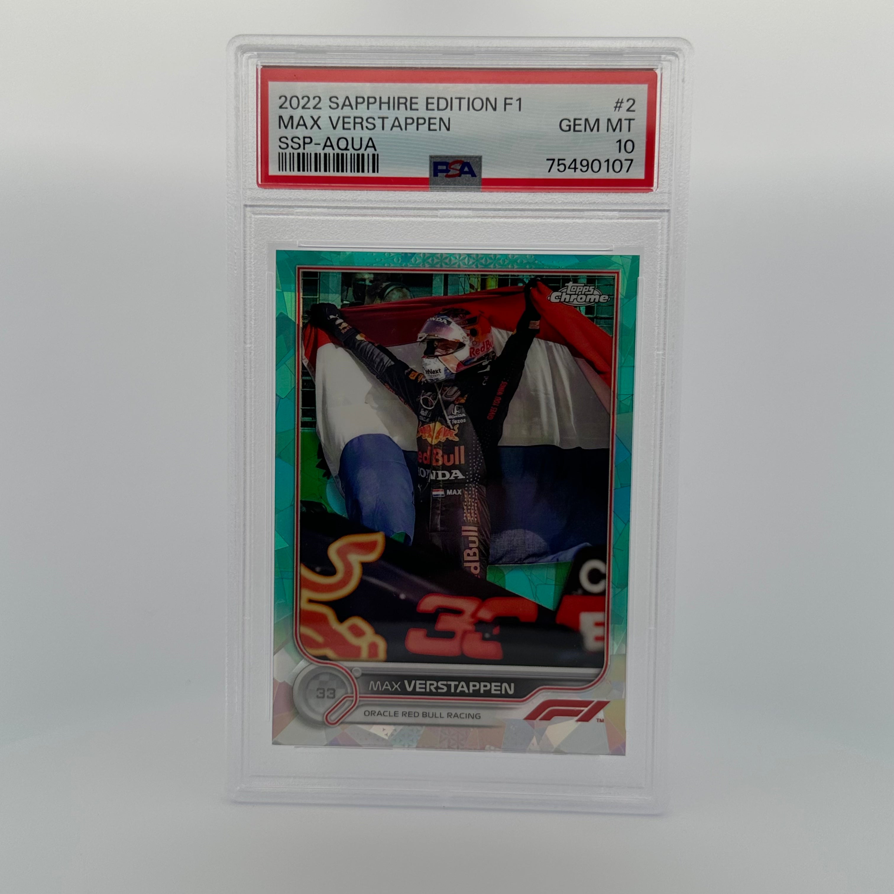 PSA 10 MAX VERSTAPPEN #2 SAPPHIRE EDITION SSP AQUA /99 - Rare Trading Card for Collectors & F1 Fans - Perfect for Display, Investment & Memorabilia Collections