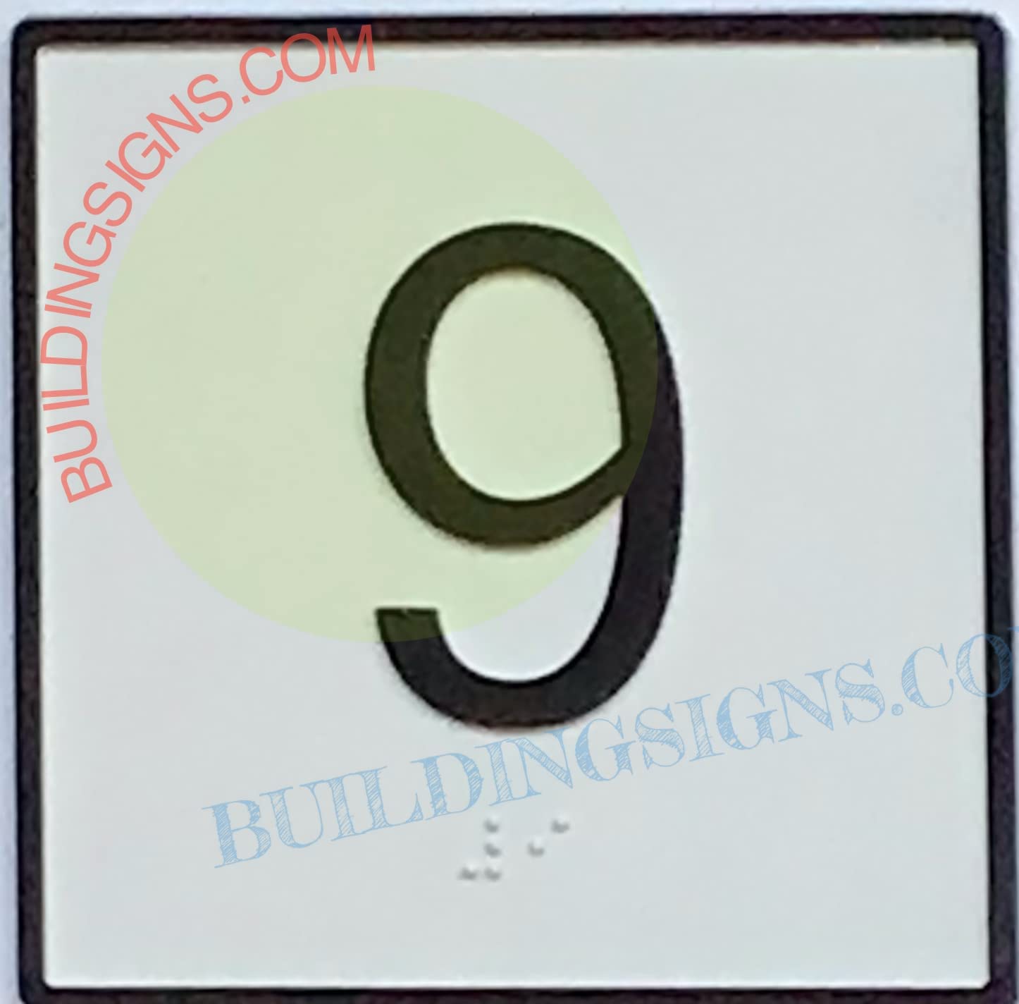 Elevator Floor Number 9 Sign - CAST Iron JAMB Plate with White Background (4x4 Inch) - Durable Metal Elevator Signage for Office Buildings, Hotels & High-Rise Safety