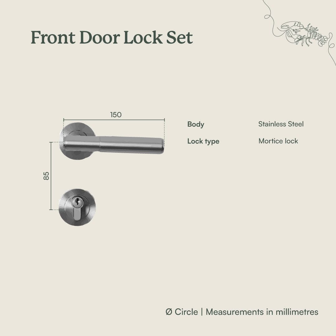 Premium Front Door Lock Set - Brushed Nickel Finish for Enhanced Security & Style | Ideal for Homes, Apartments & Offices