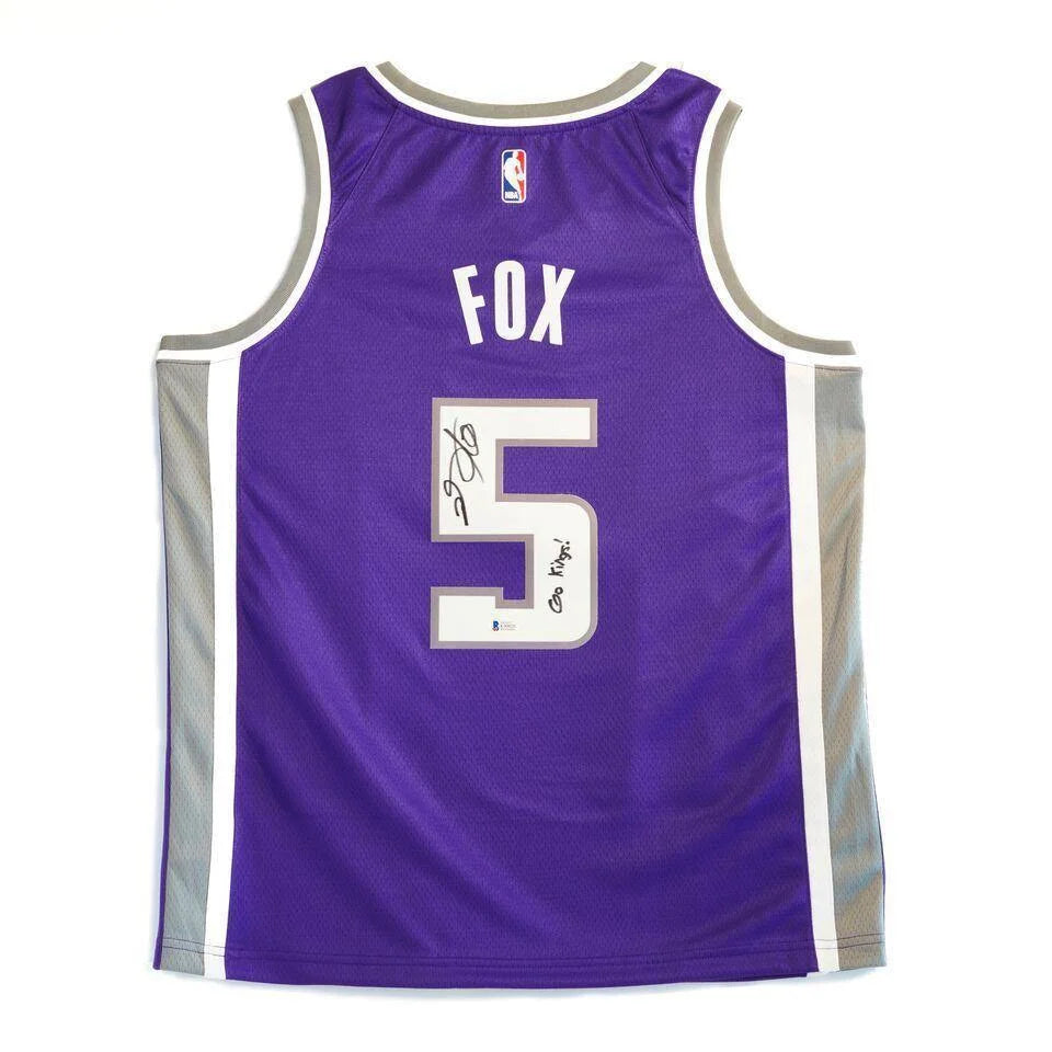 Authentic De'Aaron Fox Sacramento Kings Signed Basketball Jersey with BAS COA - Perfect for Collectors, Fans, and Game Day Outfits